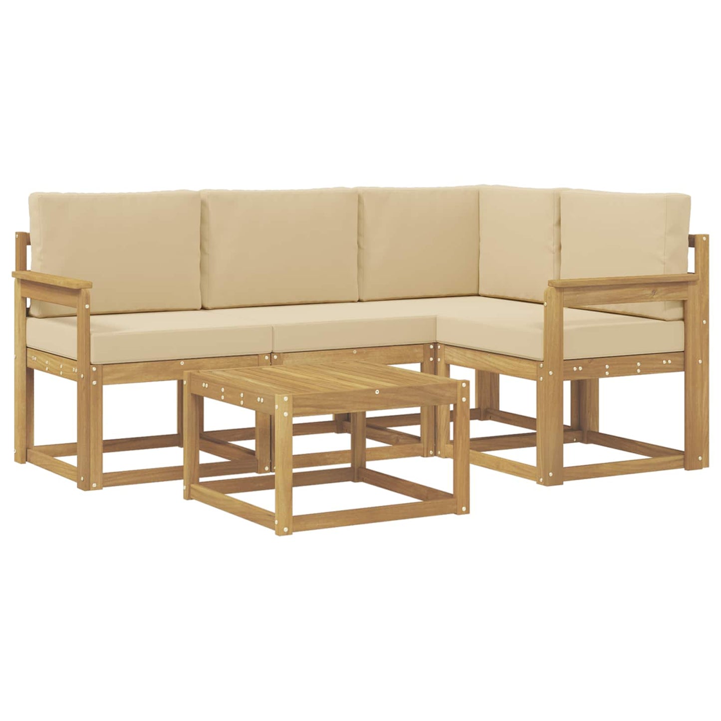 Buiten bankenset met kussen 5 pcs Wit en Beige is nu te koop bij PeponiXL, paradijselijk wonen!