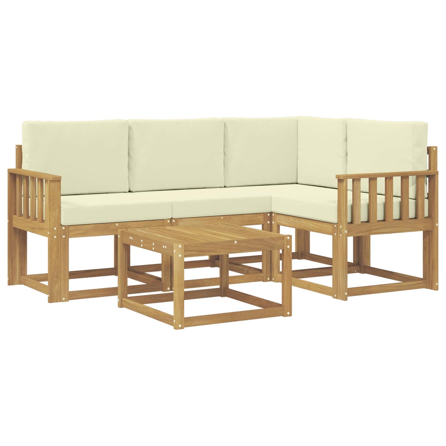 Buiten bankenset met kussen 5 pcs Wit en crèmekleurig is nu te koop bij PeponiXL, paradijselijk wonen!