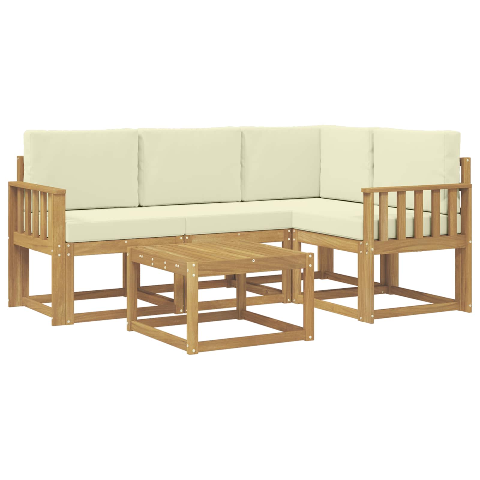 Buiten bankenset met kussen 5 pcs Wit en crèmekleurig is nu te koop bij PeponiXL, paradijselijk wonen!