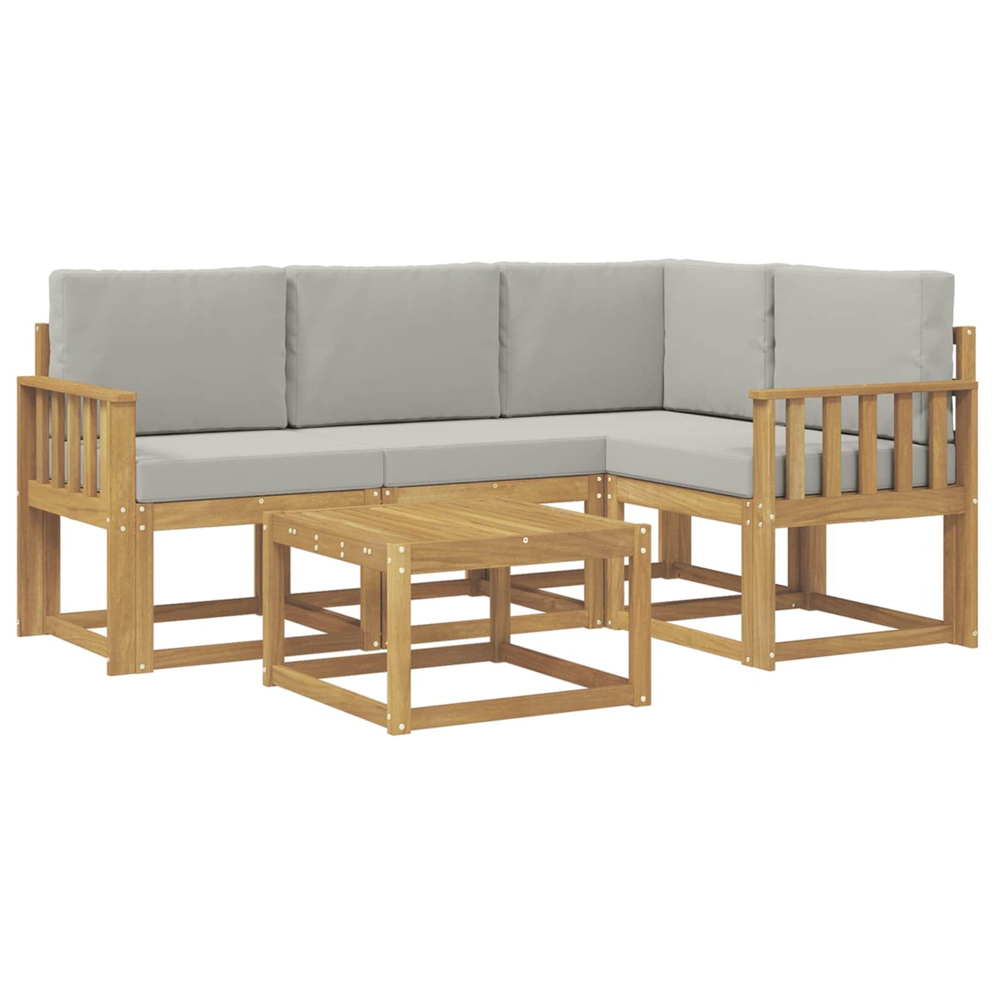 Buiten bankenset 5 pcs Wit en Lichtgrijs 59 x 59 x 37 cm