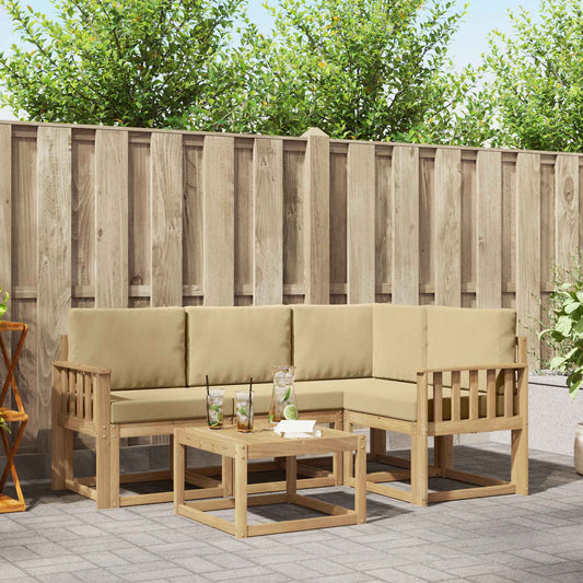 Buiten bankenset met kussen 5 pcs Wit en Beige is nu te koop bij PeponiXL, paradijselijk wonen!