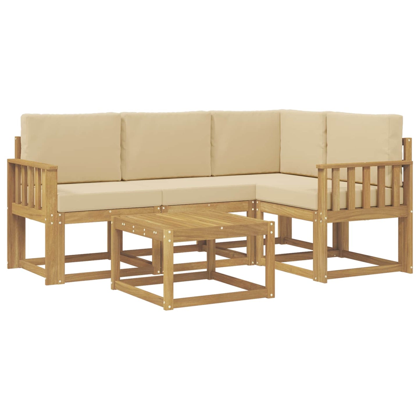 Buiten bankenset met kussen 5 pcs Wit en Beige is nu te koop bij PeponiXL, paradijselijk wonen!