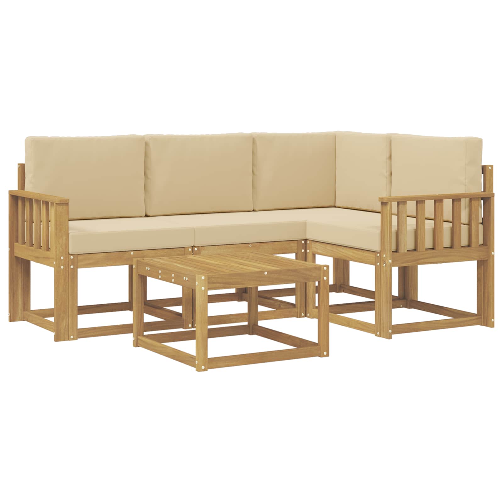 Buiten bankenset met kussen 5 pcs Wit en Beige is nu te koop bij PeponiXL, paradijselijk wonen!