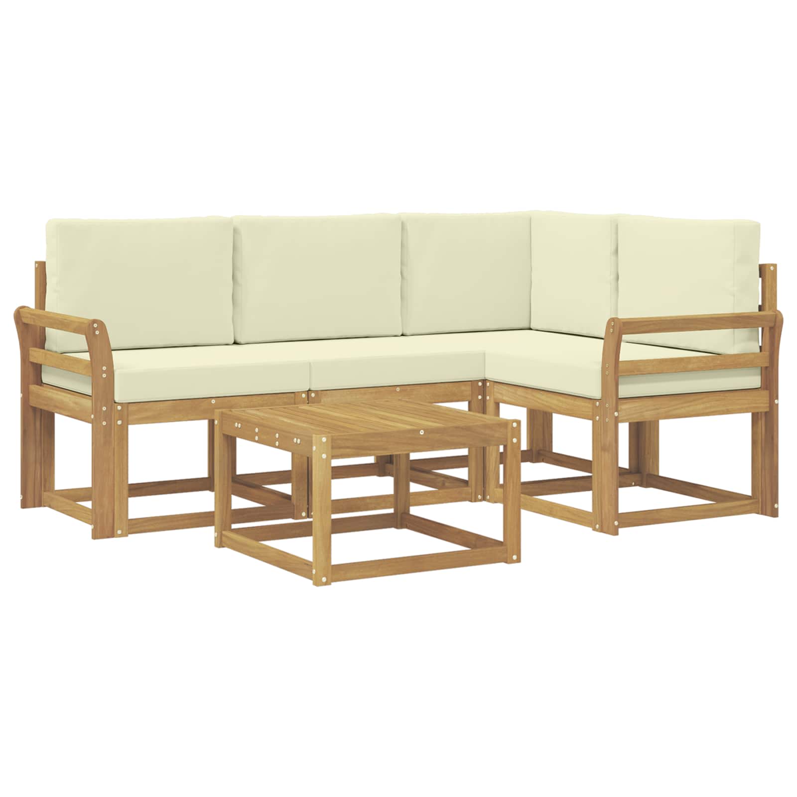 Buiten bankenset met kussen 5 pcs Wit en crèmekleurig is nu te koop bij PeponiXL, paradijselijk wonen!