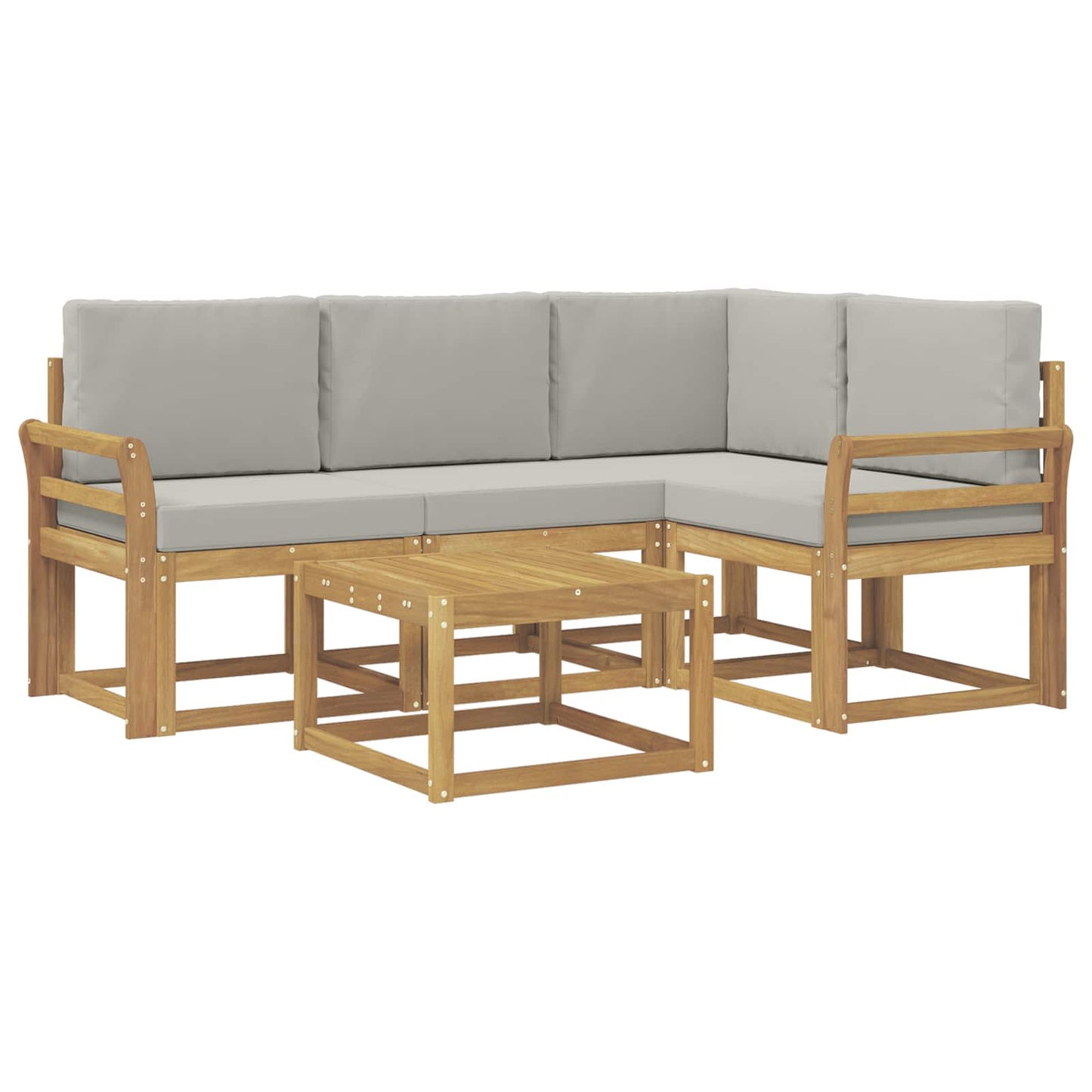 Buiten bankenset 5 pcs Wit en Lichtgrijs 59 x 59 x 37 cm