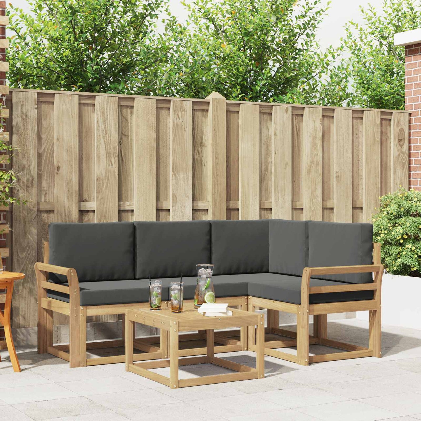 Buiten bankenset met kussen 5 pcs Wit en antracietkleurig is nu te koop bij PeponiXL, paradijselijk wonen!