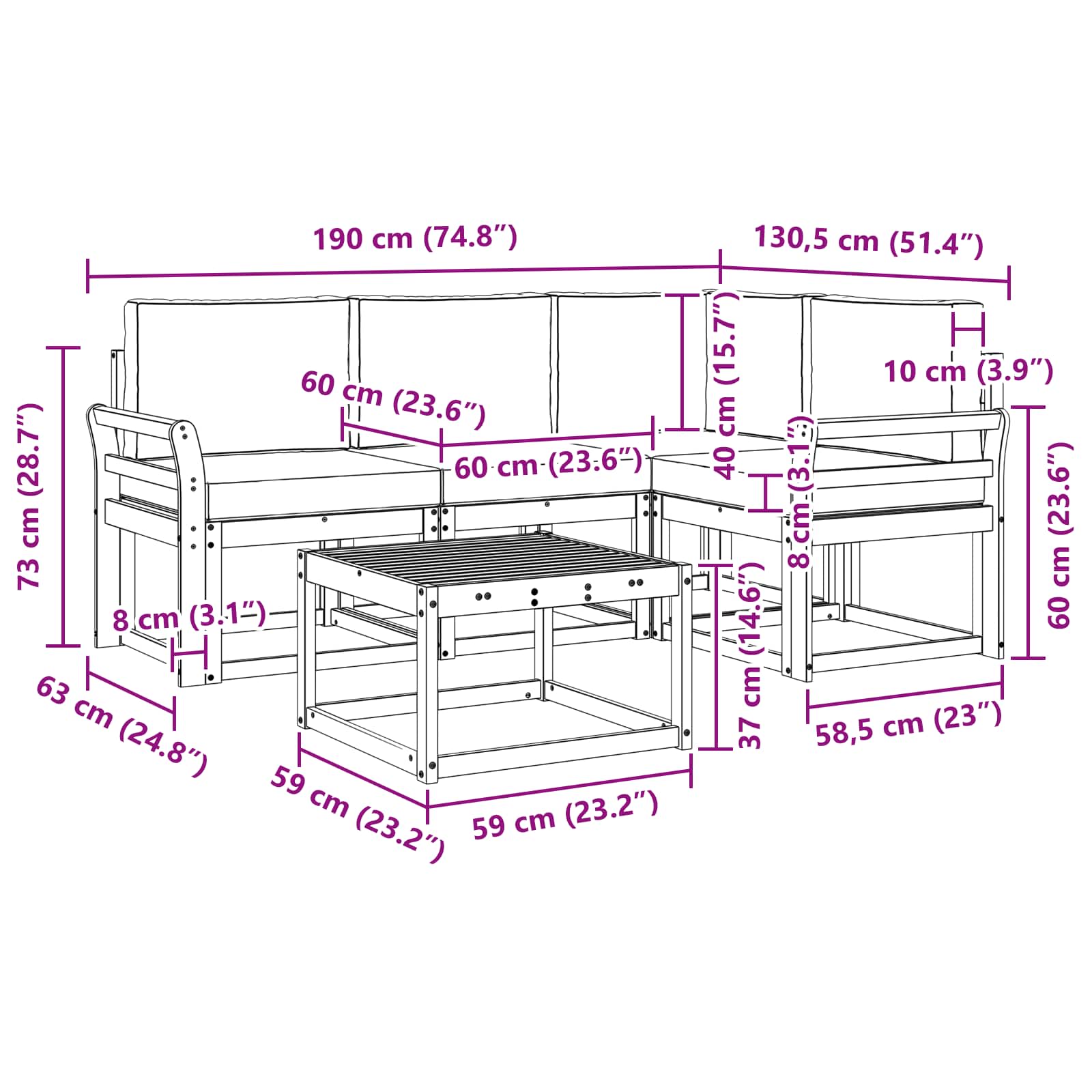 Buiten bankenset met kussen 5 pcs Wit en antracietkleurig is nu te koop bij PeponiXL, paradijselijk wonen!
