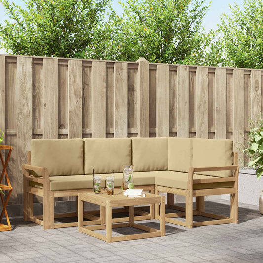 Buiten bankenset met kussen 5 pcs Wit en Beige is nu te koop bij PeponiXL, paradijselijk wonen!