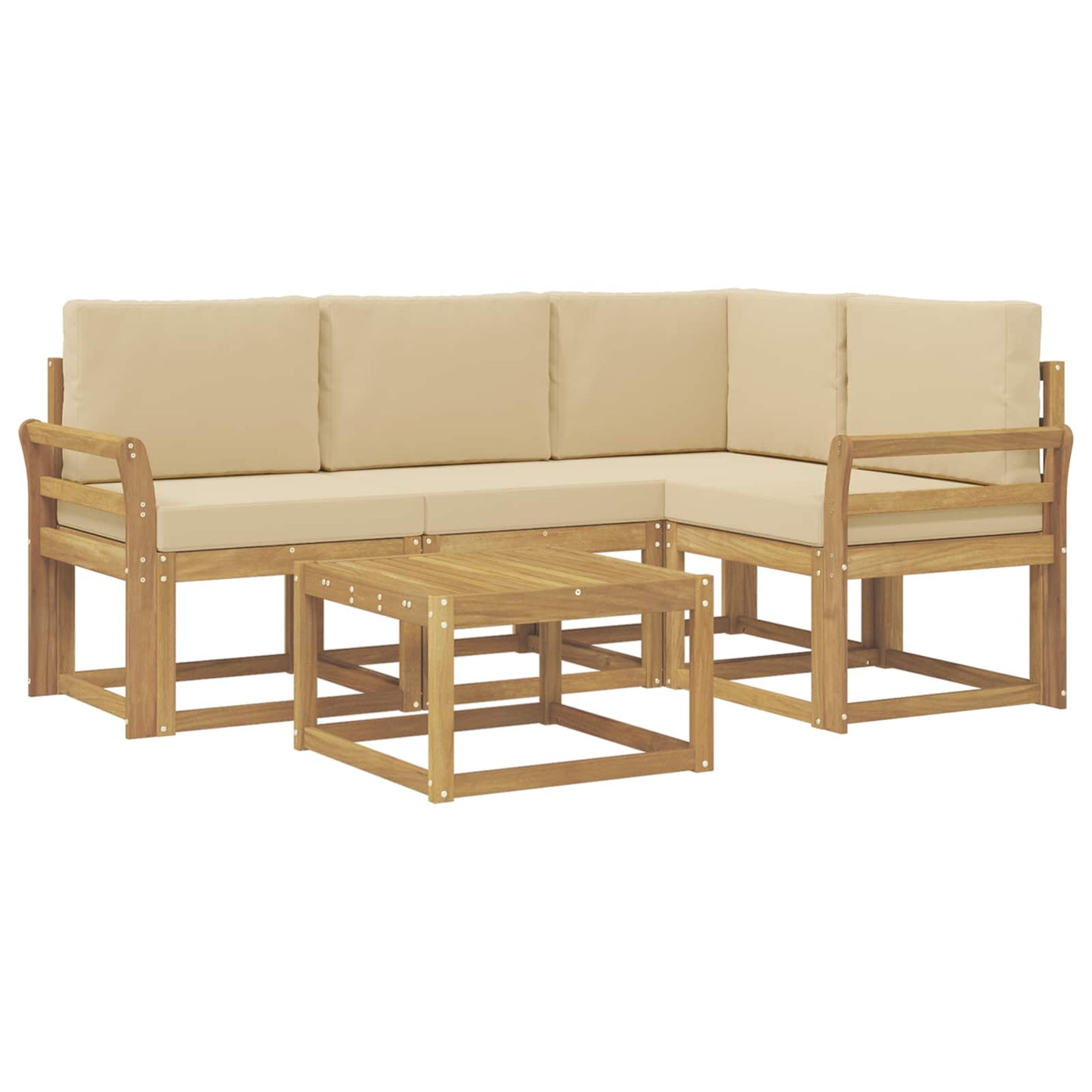 Buiten bankenset met kussen 5 pcs Wit en Beige is nu te koop bij PeponiXL, paradijselijk wonen!