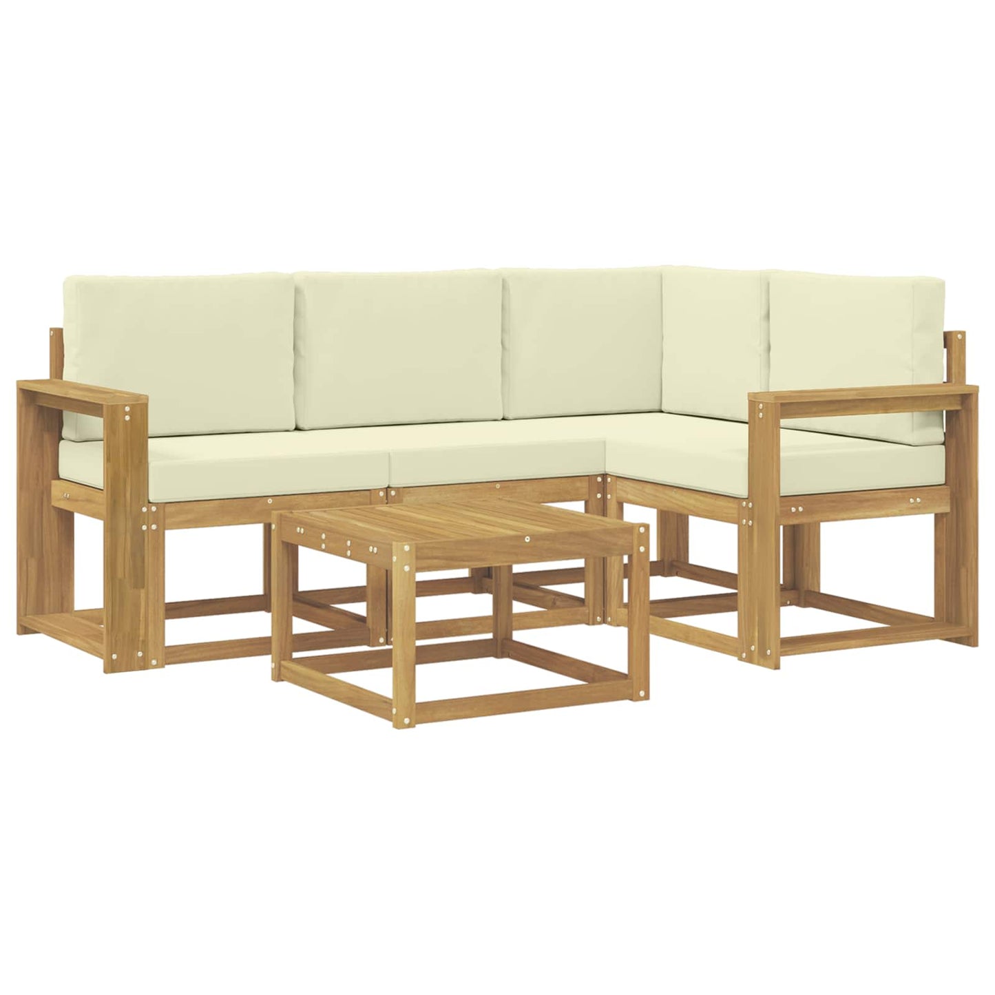 Buiten bankenset met kussen 5 pcs Wit en crèmekleurig is nu te koop bij PeponiXL, paradijselijk wonen!