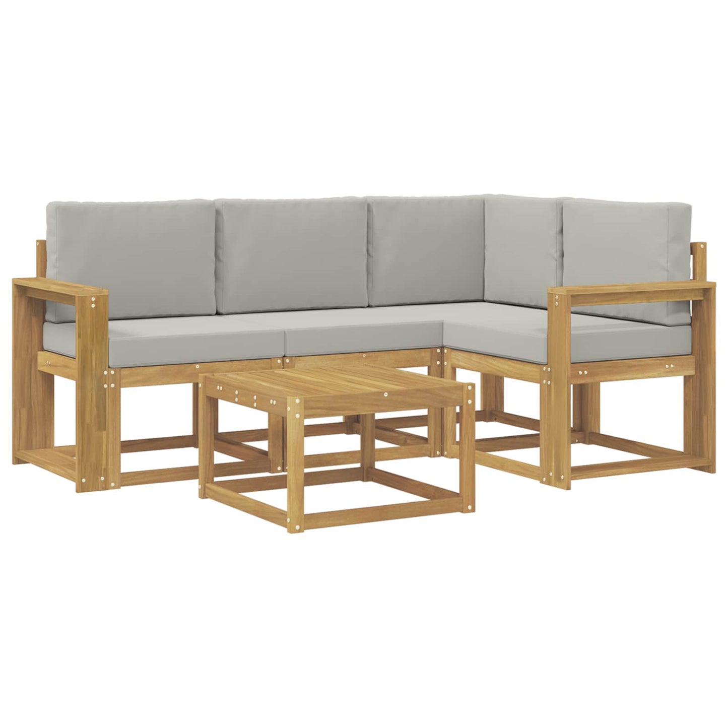 Buiten bankenset 5 pcs Wit en Lichtgrijs 59 x 59 x 37 cm