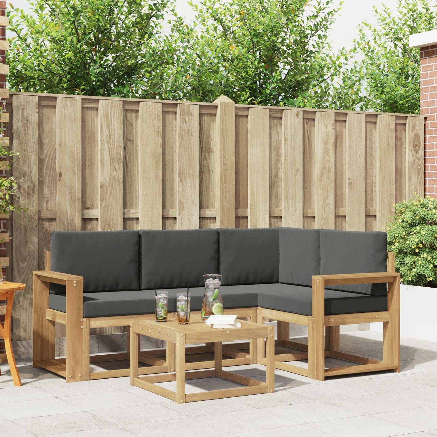 Buiten bankenset met kussen 5 pcs Wit en antracietkleurig is nu te koop bij PeponiXL, paradijselijk wonen!