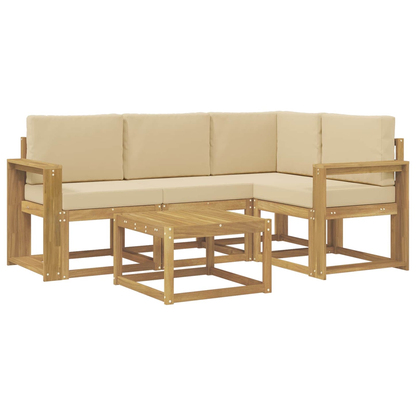 Buiten bankenset met kussen 5 pcs Wit en Beige is nu te koop bij PeponiXL, paradijselijk wonen!