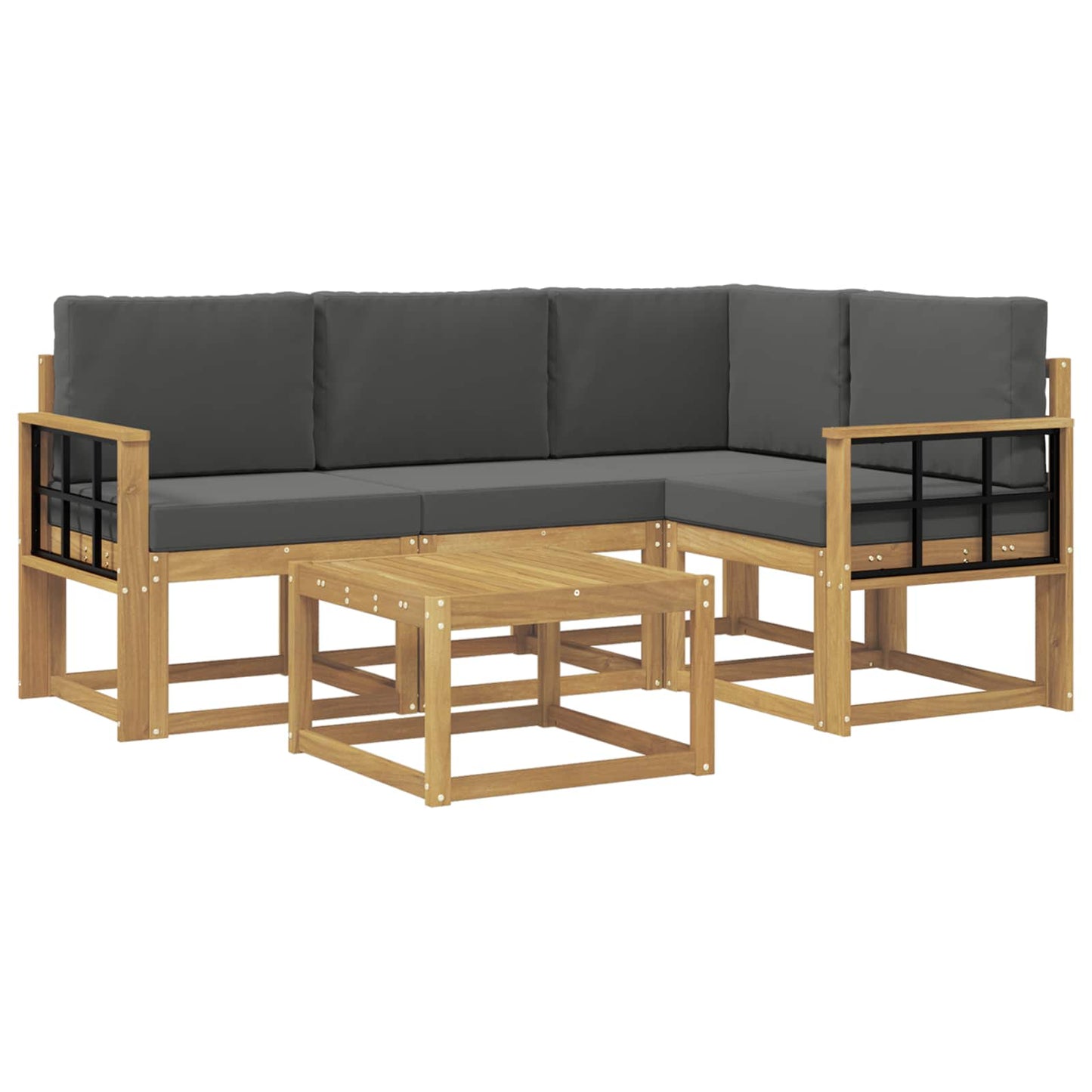 Buiten bankenset met kussen 5 pcs Wit en antracietkleurig is nu te koop bij PeponiXL, paradijselijk wonen!