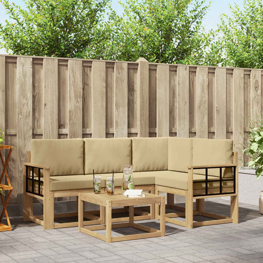 Buiten bankenset met kussen 5 pcs Wit en Beige is nu te koop bij PeponiXL, paradijselijk wonen!