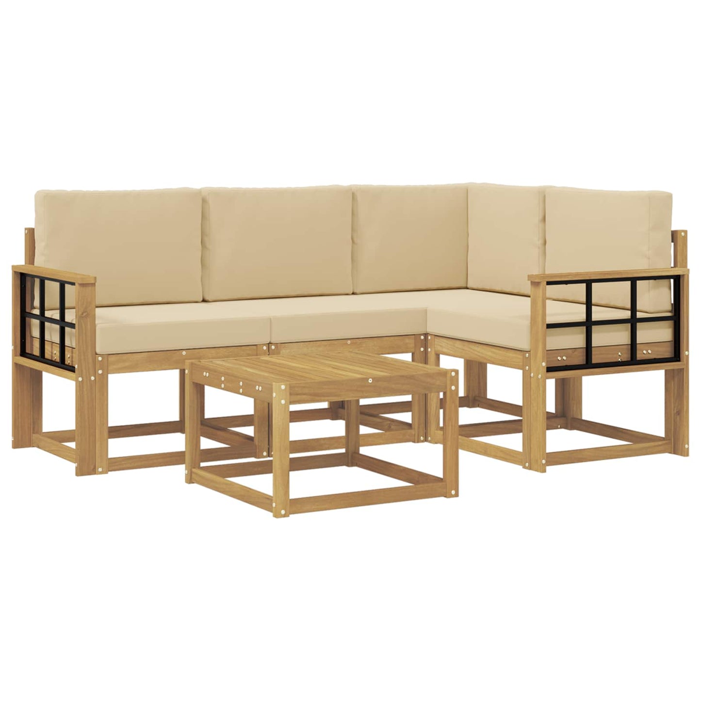 Buiten bankenset met kussen 5 pcs Wit en Beige is nu te koop bij PeponiXL, paradijselijk wonen!