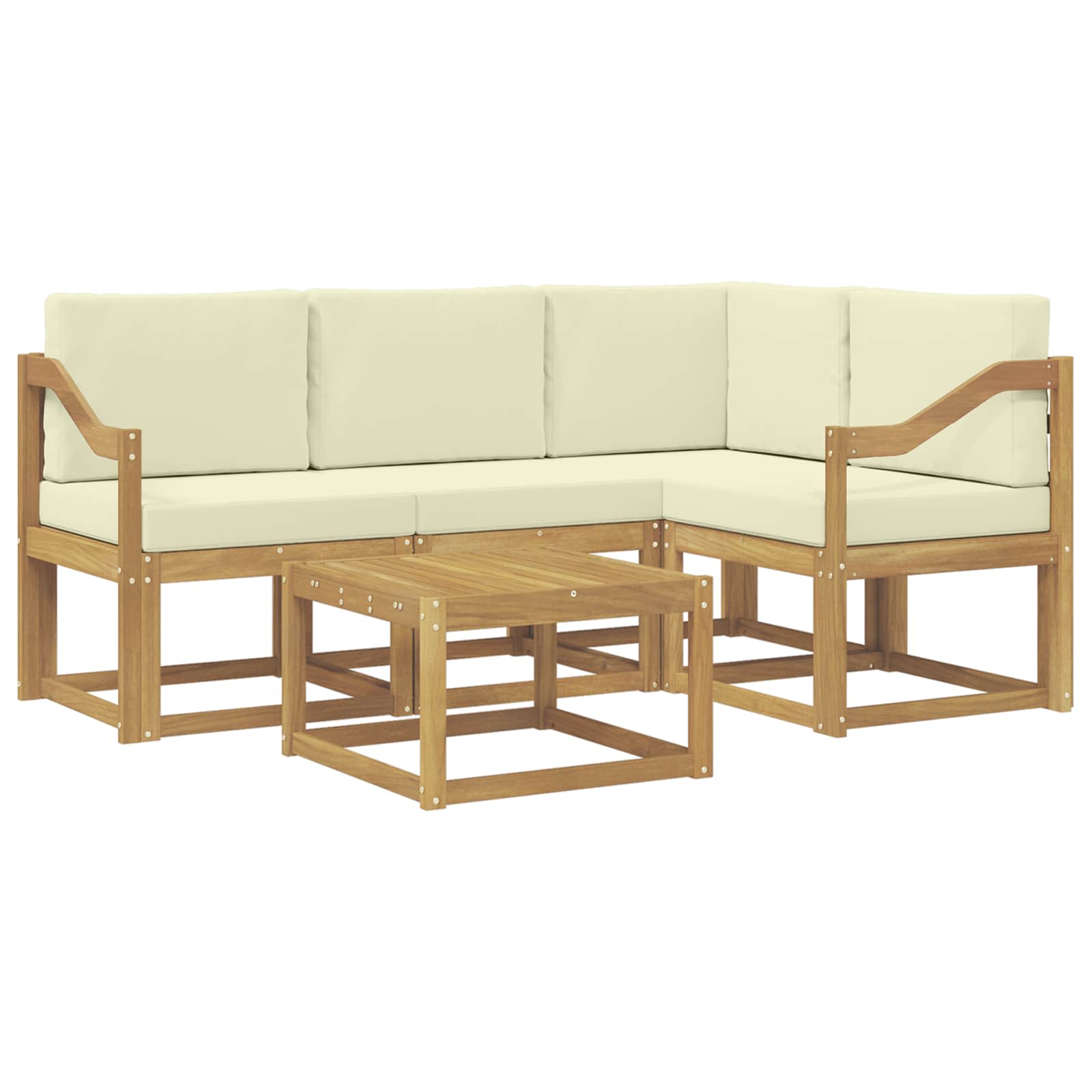 Buiten bankenset met kussen 5 pcs Wit en crèmekleurig is nu te koop bij PeponiXL, paradijselijk wonen!