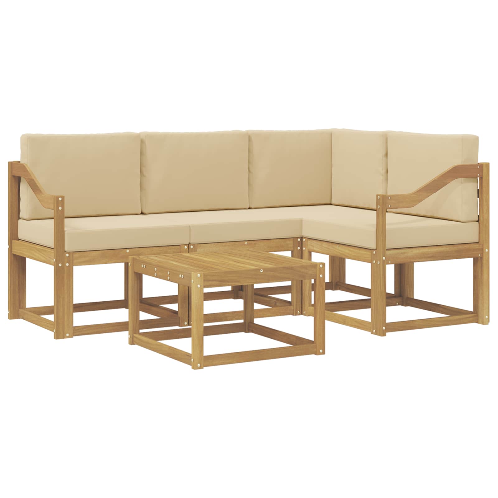 Buiten bankenset met kussen 5 pcs Wit en Beige is nu te koop bij PeponiXL, paradijselijk wonen!