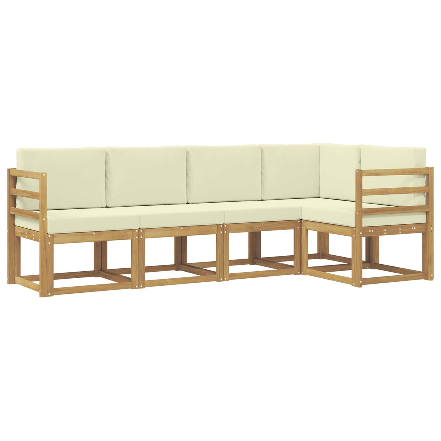 Buiten bankenset met kussen 5 pcs Wit en crèmekleurig is nu te koop bij PeponiXL, paradijselijk wonen!