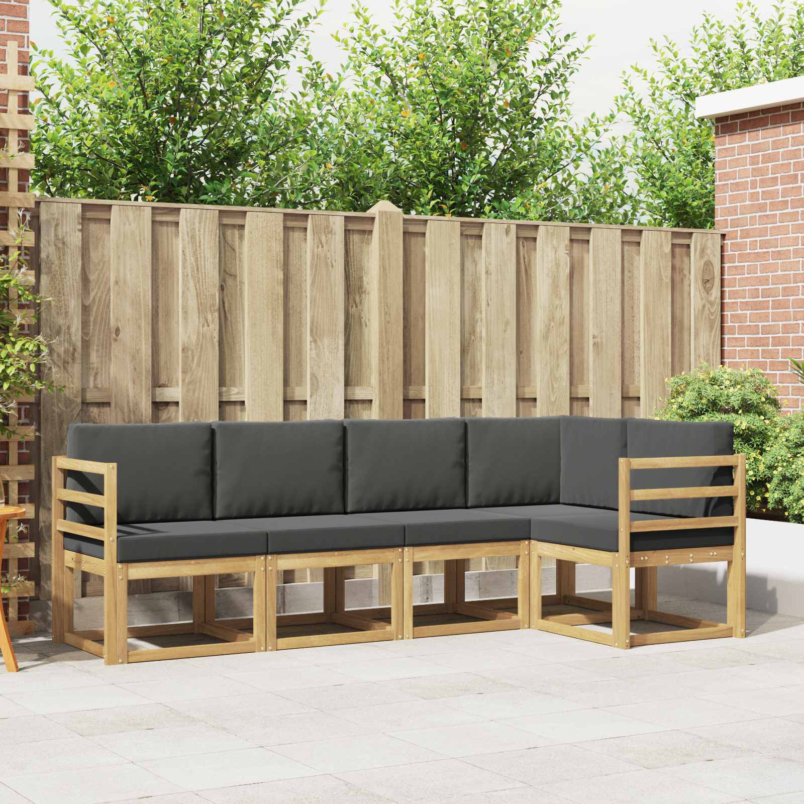 Buiten bankenset met kussen 5 pcs Wit en antracietkleurig is nu te koop bij PeponiXL, paradijselijk wonen!