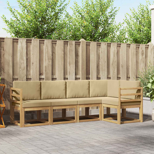 Buiten bankenset met kussen 5 pcs Wit en Beige is nu te koop bij PeponiXL, paradijselijk wonen!