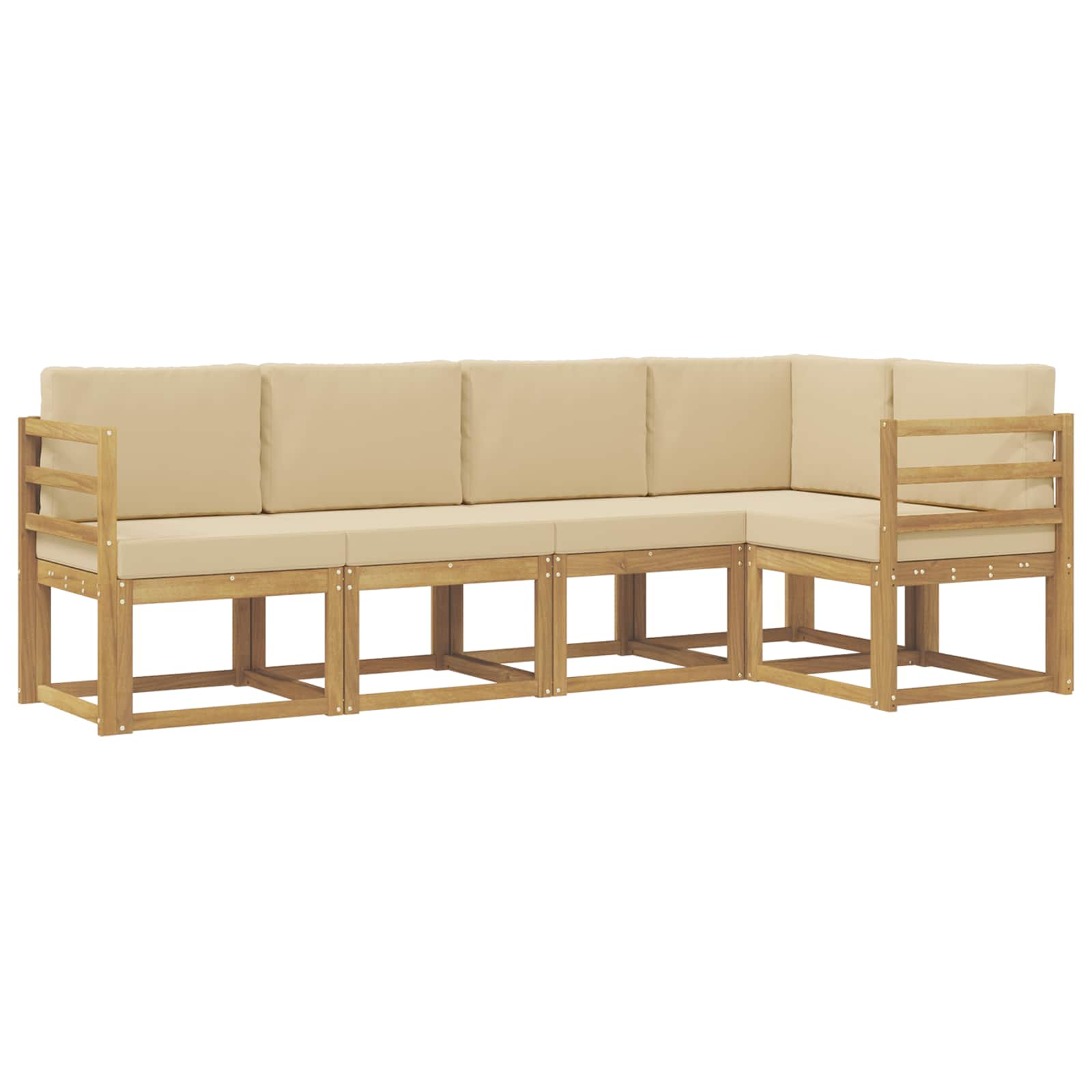 Buiten bankenset met kussen 5 pcs Wit en Beige is nu te koop bij PeponiXL, paradijselijk wonen!