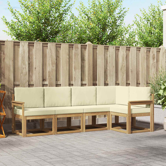 Buiten bankenset met kussen 5 pcs Wit en crèmekleurig is nu te koop bij PeponiXL, paradijselijk wonen!