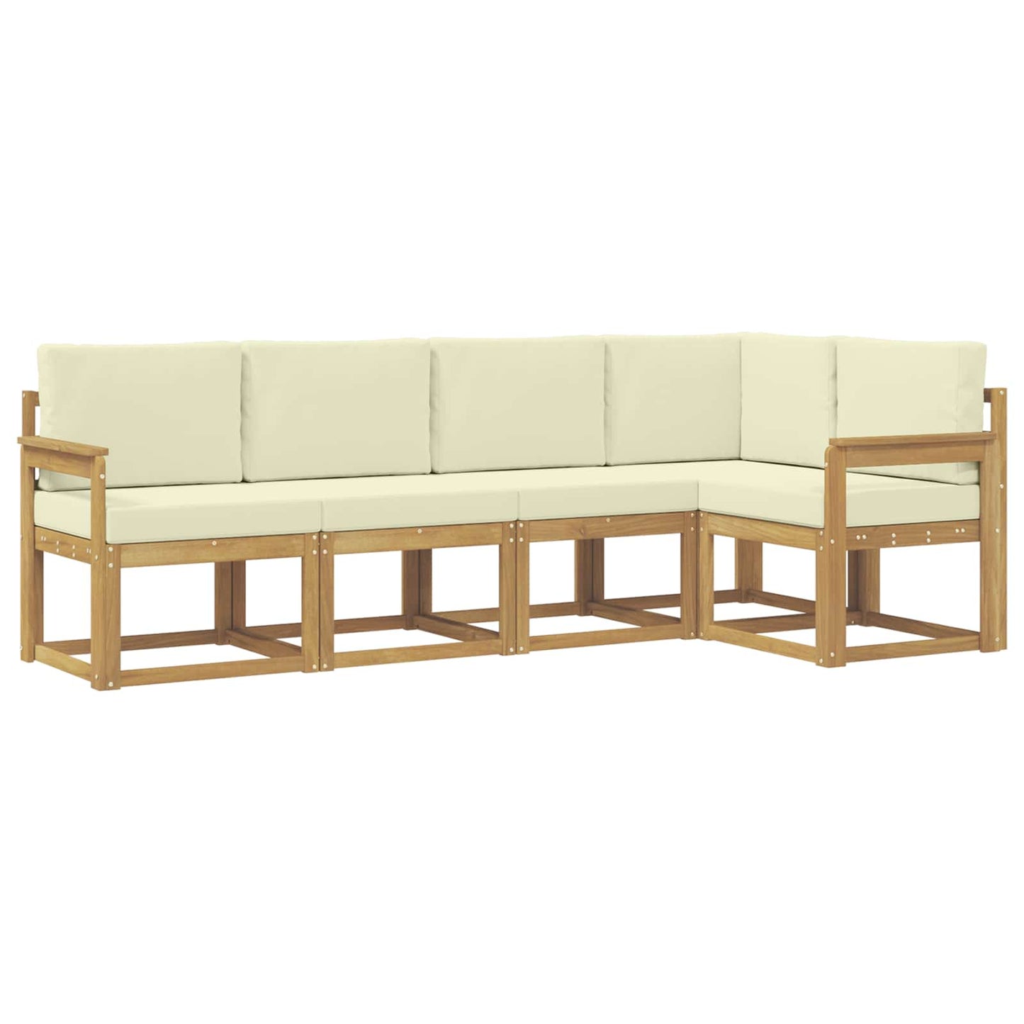 Buiten bankenset met kussen 5 pcs Wit en crèmekleurig is nu te koop bij PeponiXL, paradijselijk wonen!