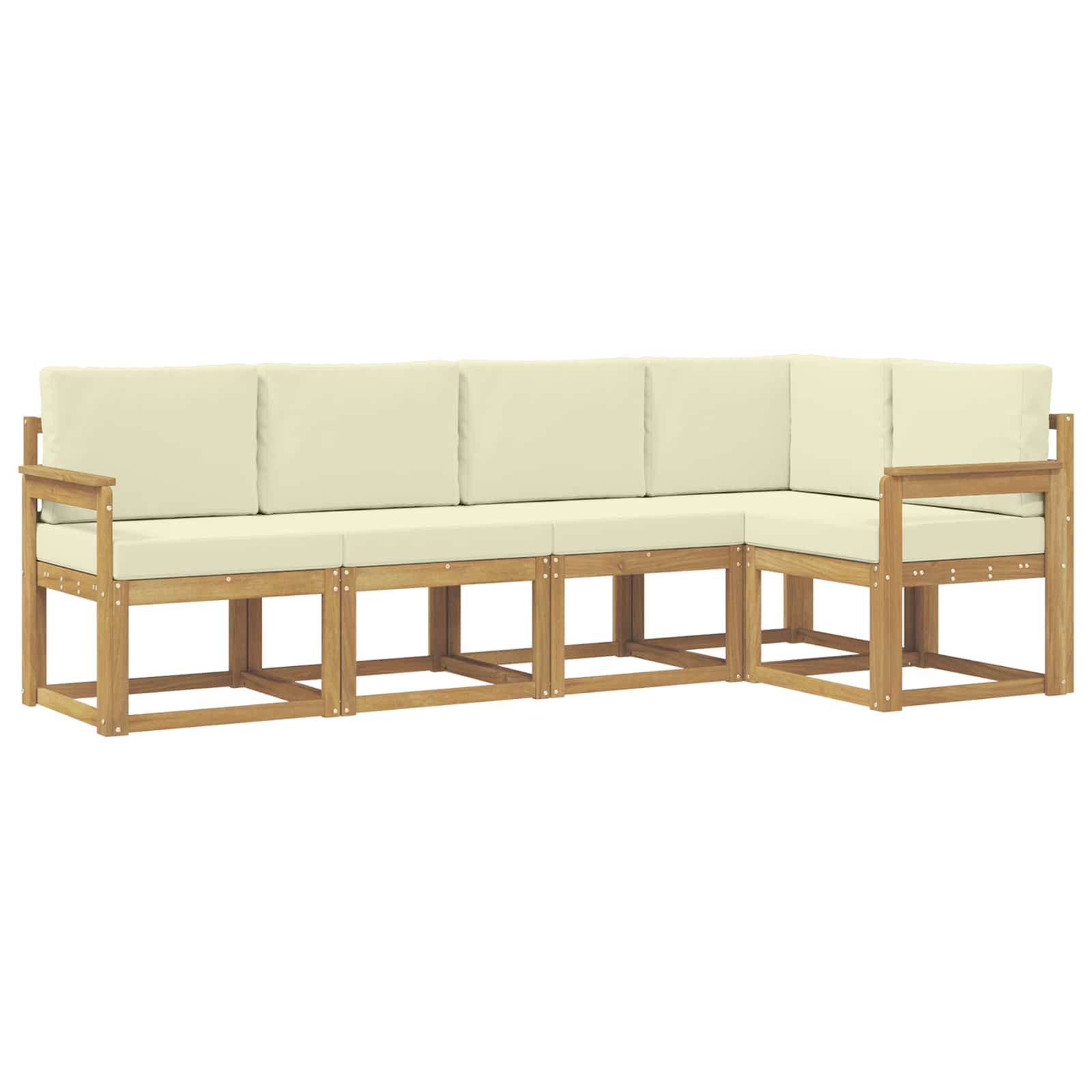 Buiten bankenset met kussen 5 pcs Wit en crèmekleurig is nu te koop bij PeponiXL, paradijselijk wonen!