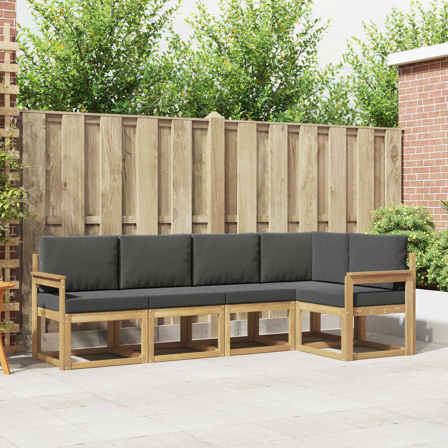 Buiten bankenset met kussen 5 pcs Wit en antracietkleurig is nu te koop bij PeponiXL, paradijselijk wonen!