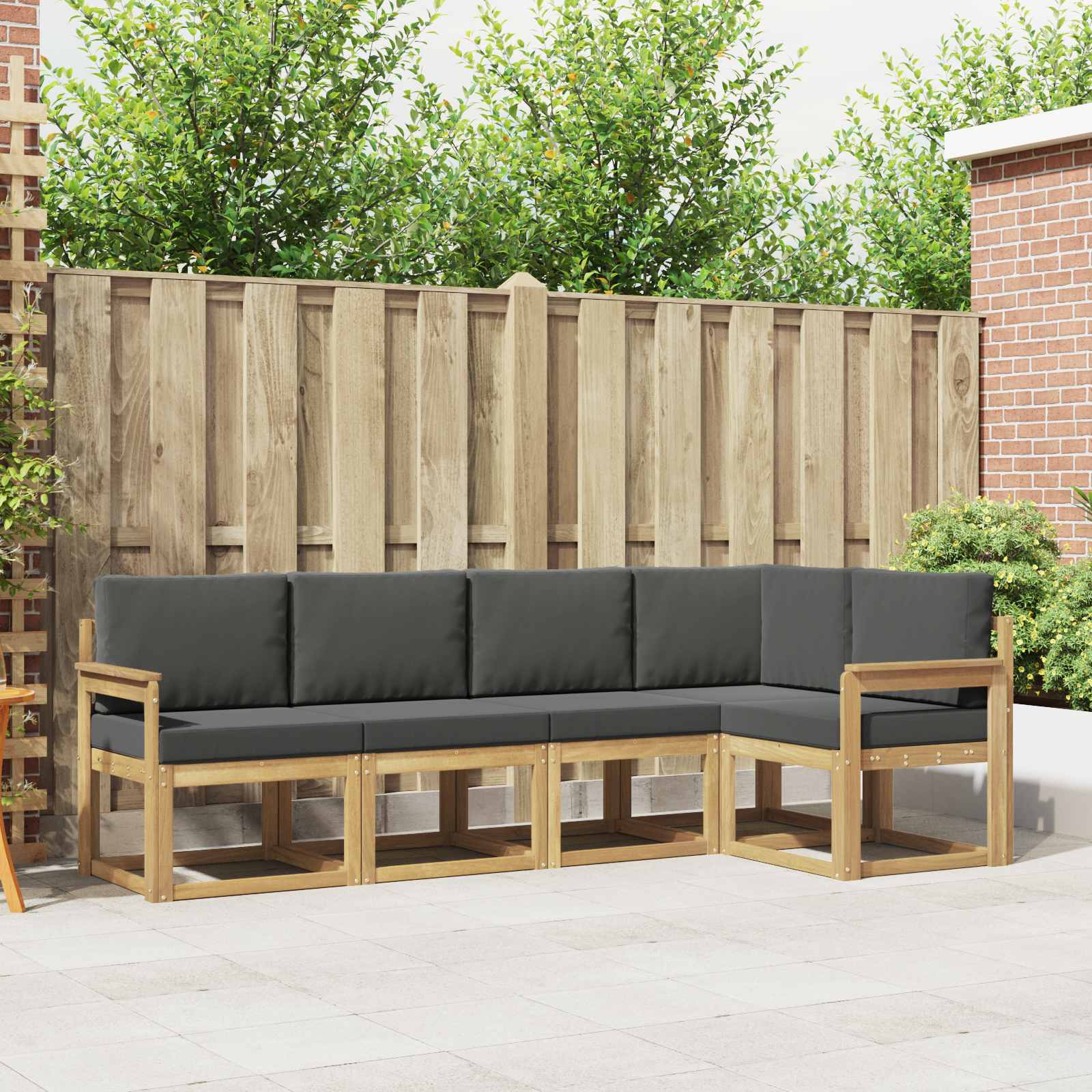 Buiten bankenset met kussen 5 pcs Wit en antracietkleurig is nu te koop bij PeponiXL, paradijselijk wonen!