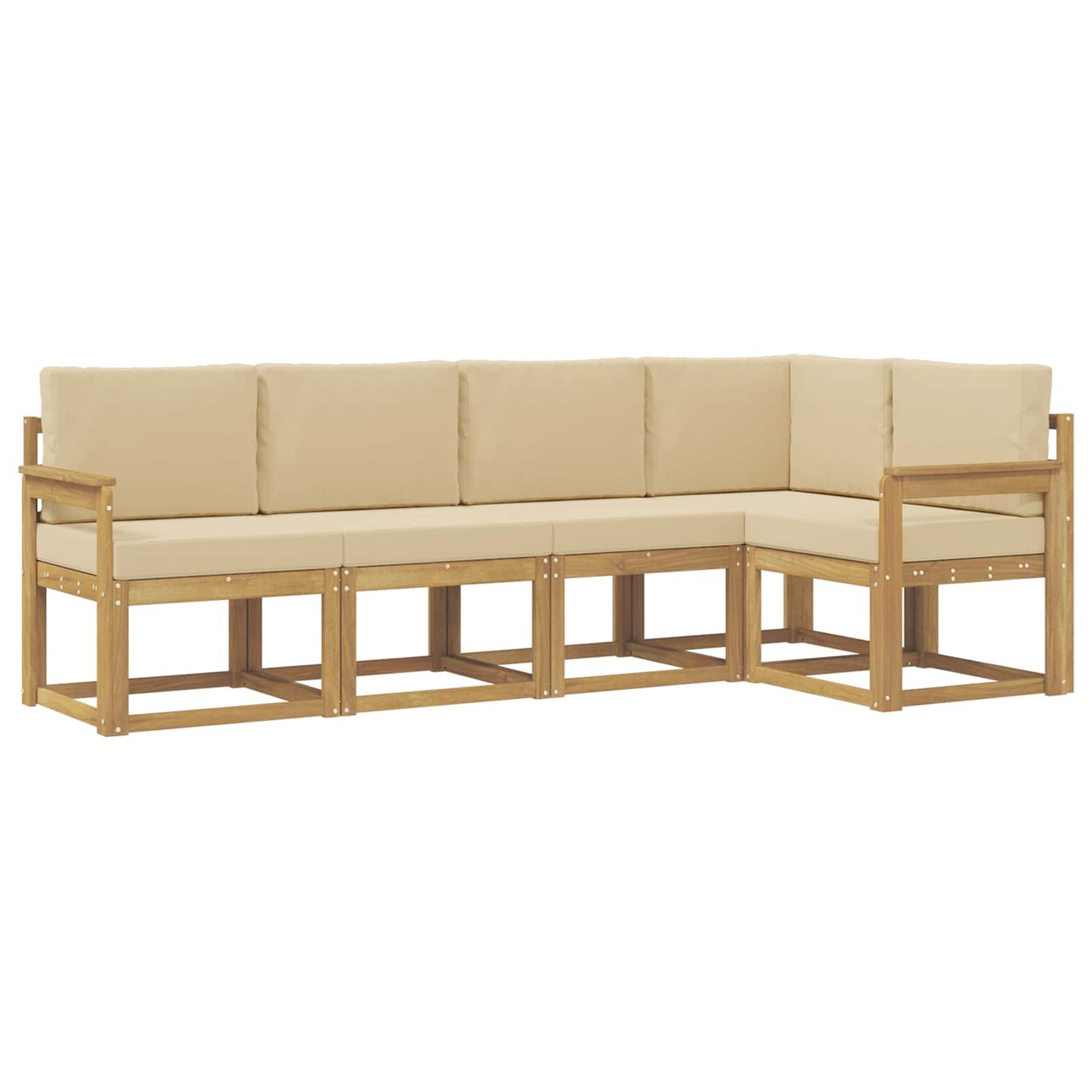 Buiten bankenset met kussen 5 pcs Wit en Beige is nu te koop bij PeponiXL, paradijselijk wonen!