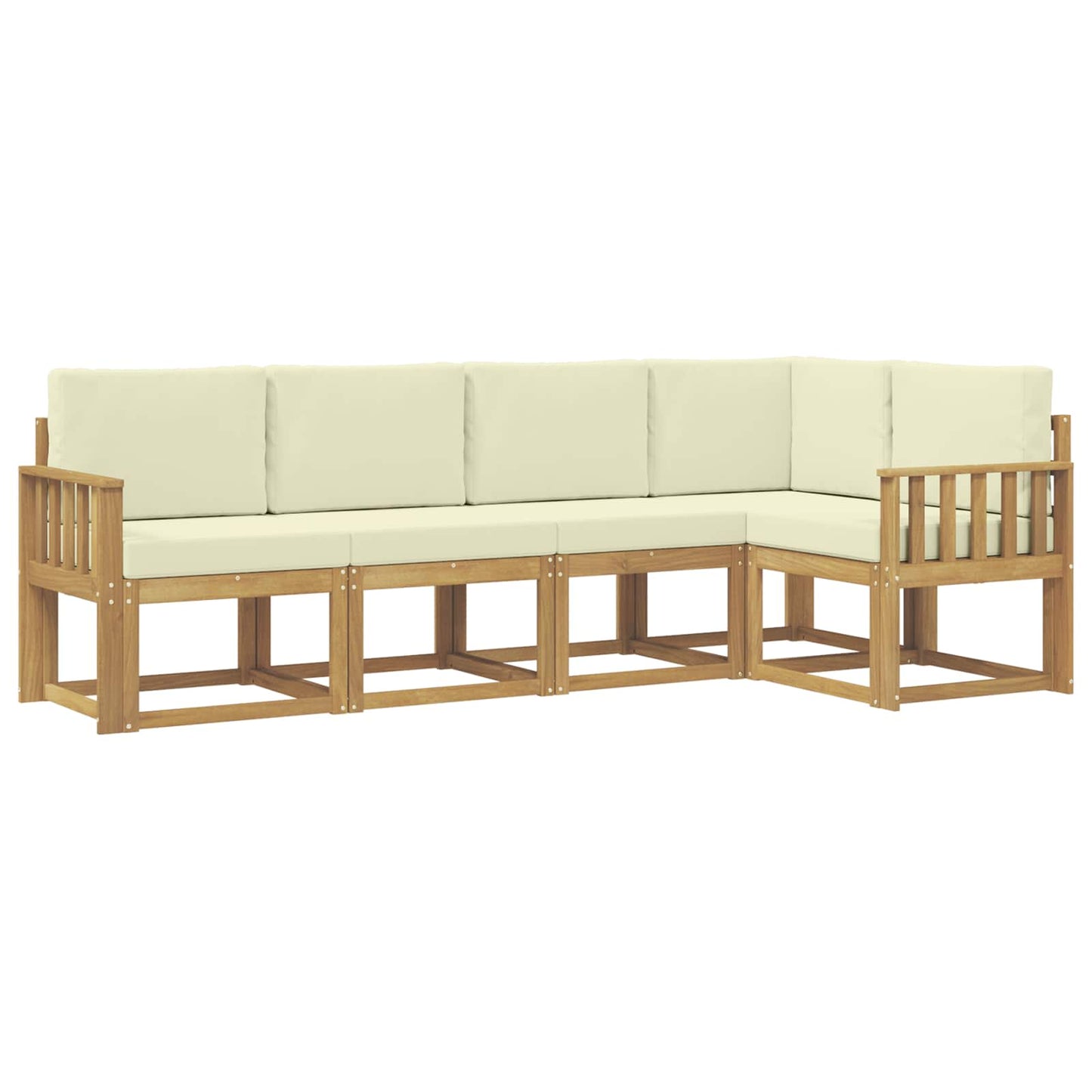 Buiten bankenset met kussen 5 pcs Wit en crèmekleurig is nu te koop bij PeponiXL, paradijselijk wonen!