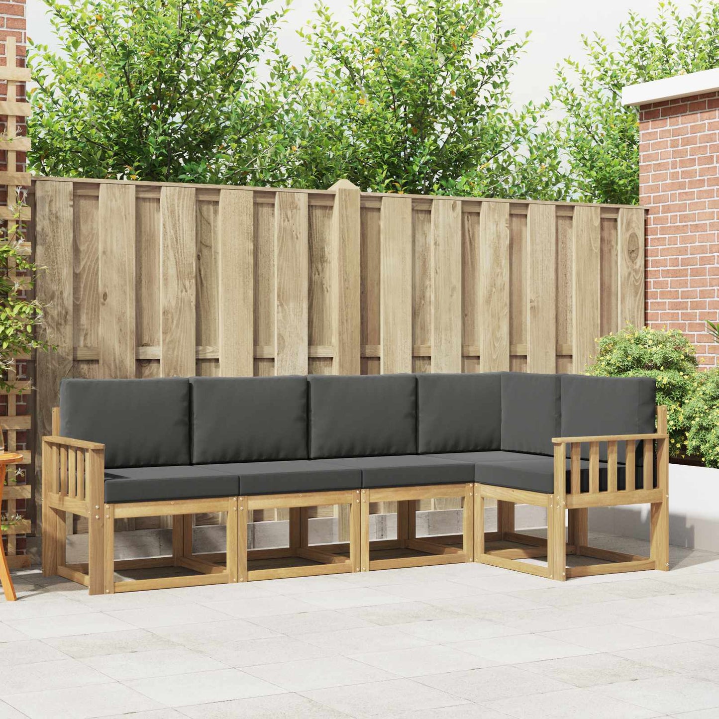 Buiten bankenset met kussen 5 pcs Wit en antracietkleurig is nu te koop bij PeponiXL, paradijselijk wonen!