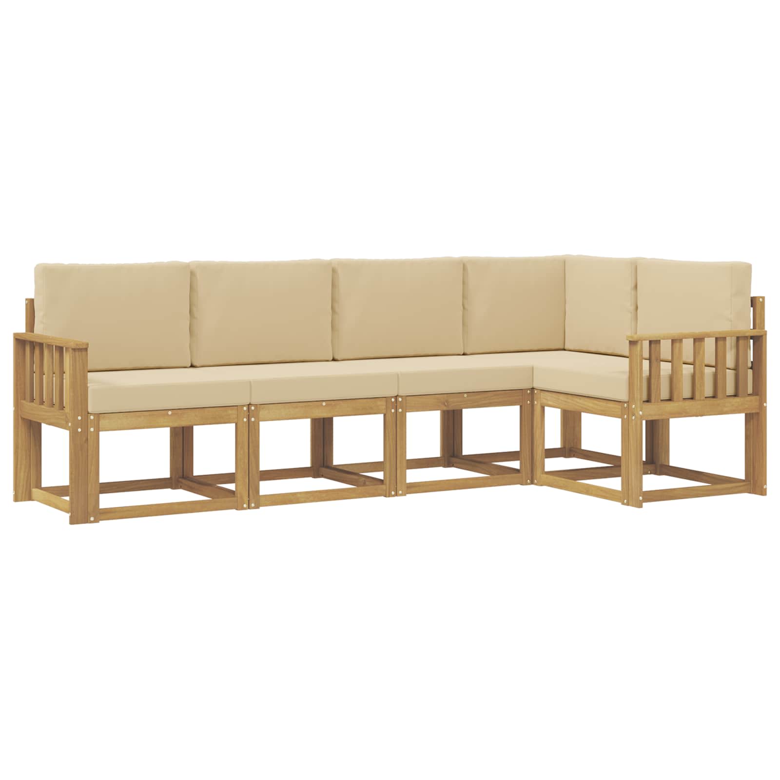 Buiten bankenset met kussen 5 pcs Wit en Beige is nu te koop bij PeponiXL, paradijselijk wonen!