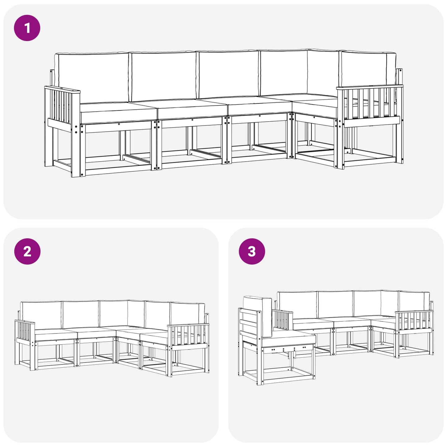 Buiten bankenset met kussen 5 pcs Wit en Beige is nu te koop bij PeponiXL, paradijselijk wonen!