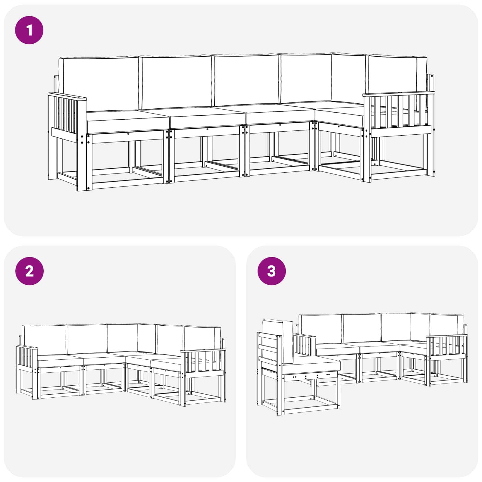 Buiten bankenset met kussen 5 pcs Wit en Beige is nu te koop bij PeponiXL, paradijselijk wonen!