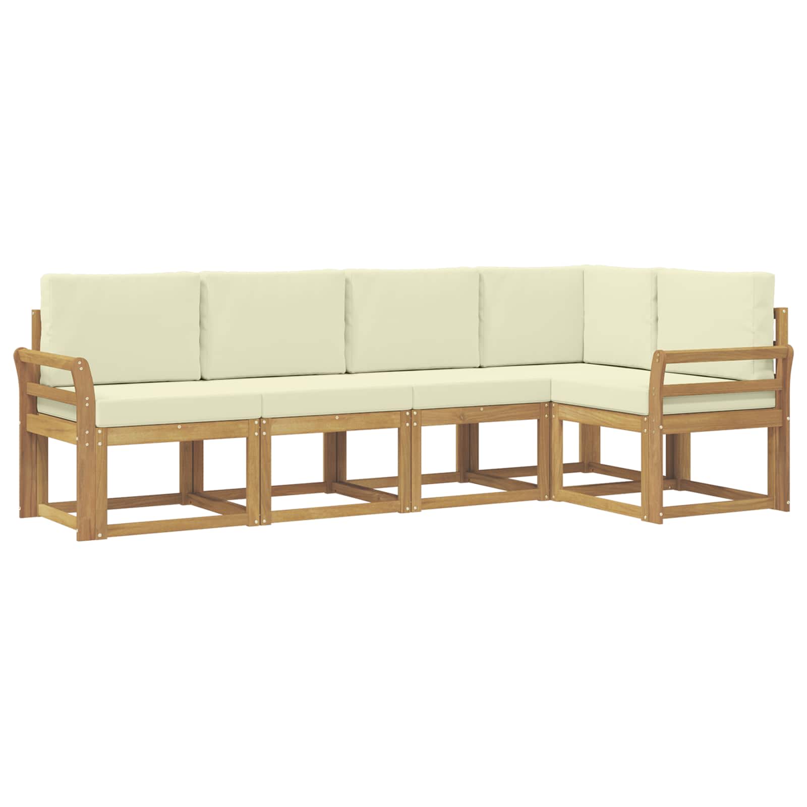 Buiten bankenset met kussen 5 pcs Wit en crèmekleurig is nu te koop bij PeponiXL, paradijselijk wonen!