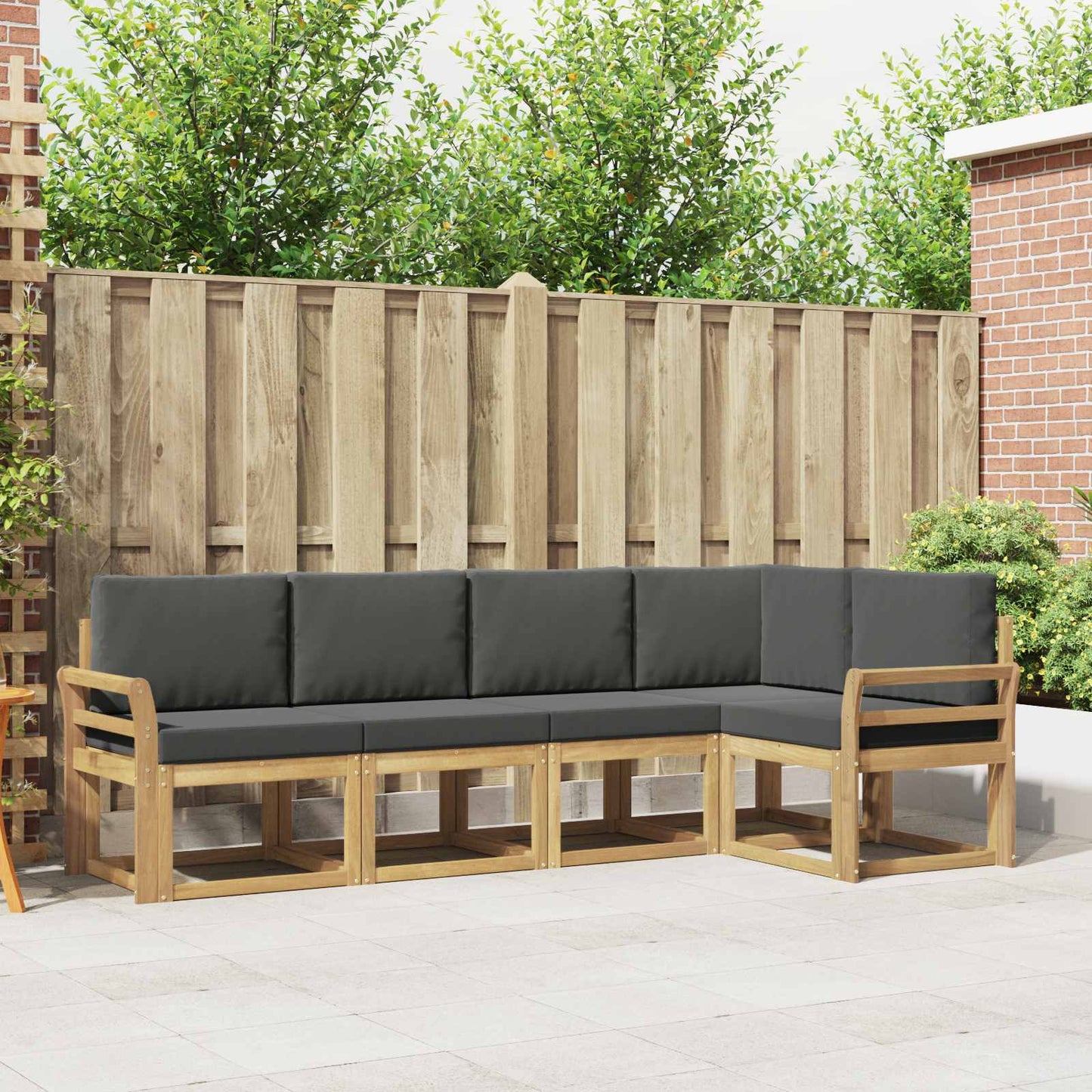 Buiten bankenset met kussen 5 pcs Wit en antracietkleurig is nu te koop bij PeponiXL, paradijselijk wonen!