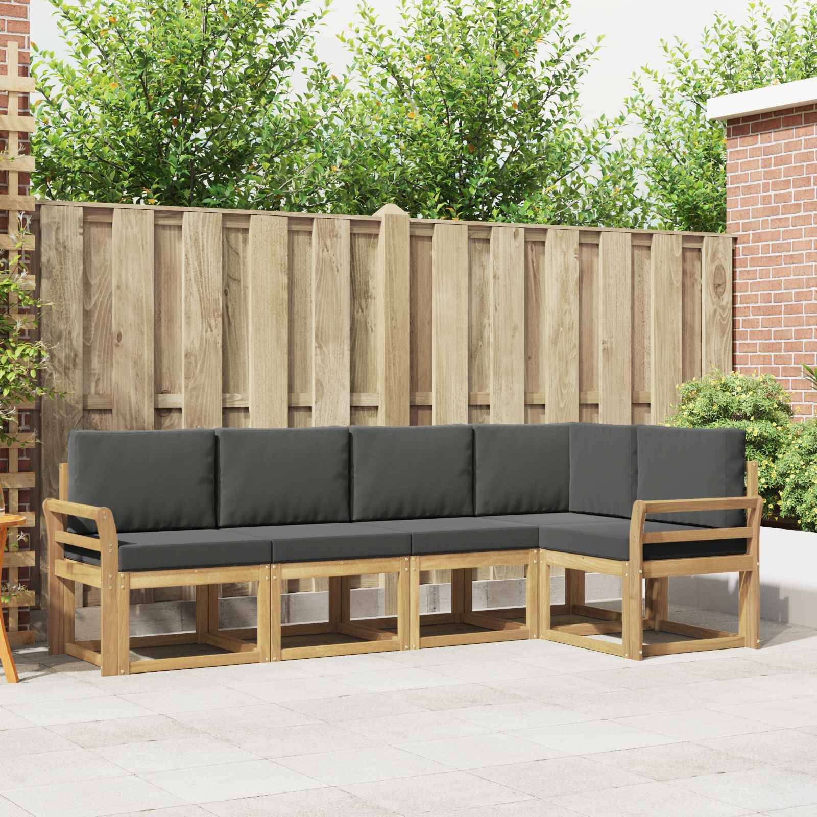 Buiten bankenset met kussen 5 pcs Wit en antracietkleurig is nu te koop bij PeponiXL, paradijselijk wonen!