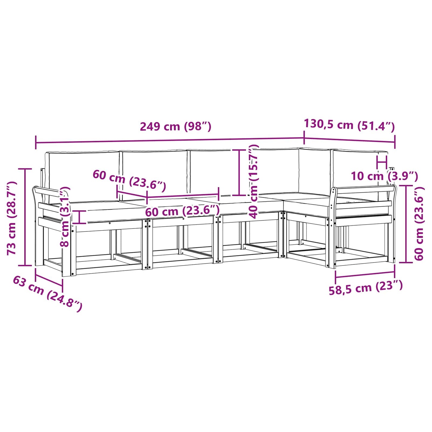 Buiten bankenset met kussen 5 pcs Wit en antracietkleurig is nu te koop bij PeponiXL, paradijselijk wonen!