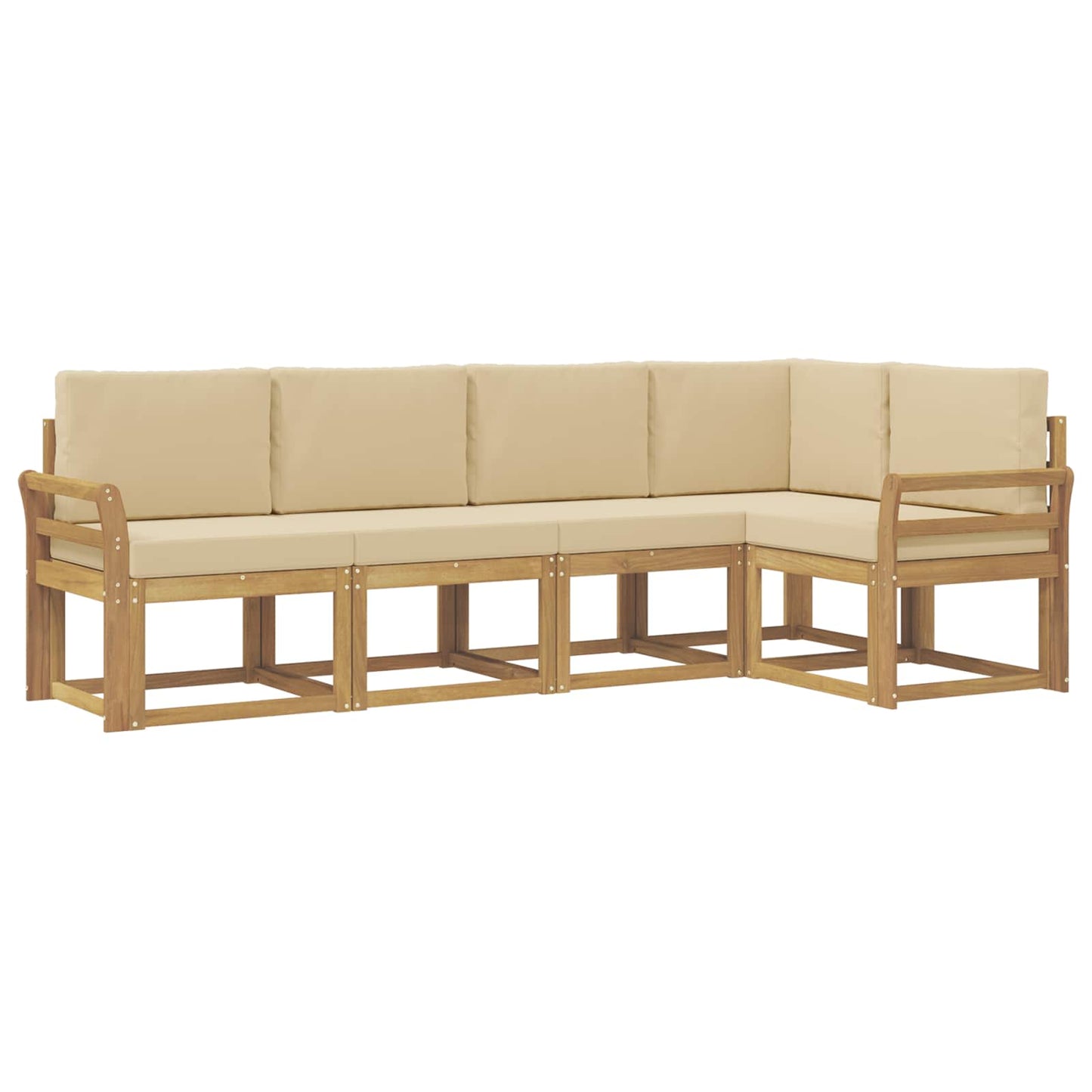 Buiten bankenset met kussen 5 pcs Wit en Beige is nu te koop bij PeponiXL, paradijselijk wonen!