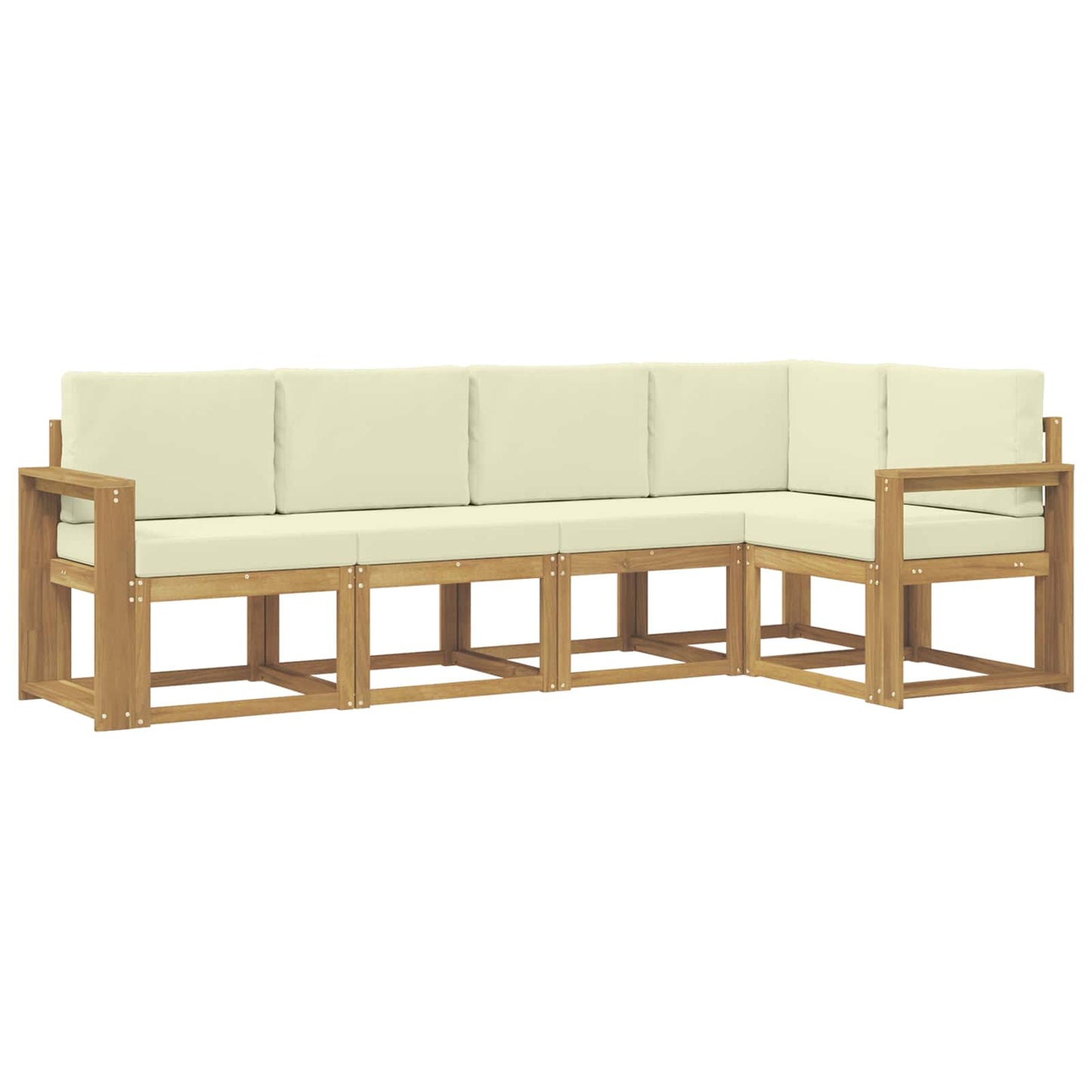 Buiten bankenset met kussen 5 pcs Wit en crèmekleurig is nu te koop bij PeponiXL, paradijselijk wonen!