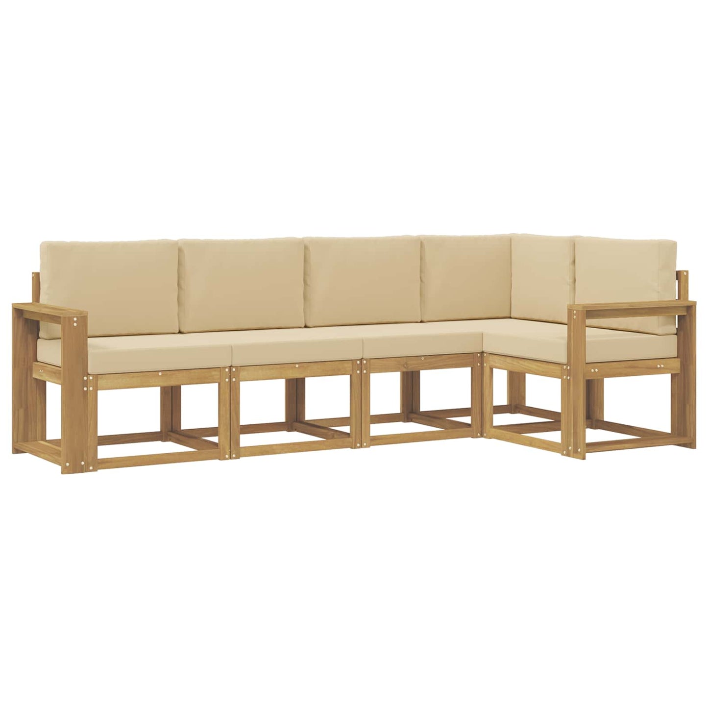 Buiten bankenset met kussen 5 pcs Wit en Beige is nu te koop bij PeponiXL, paradijselijk wonen!