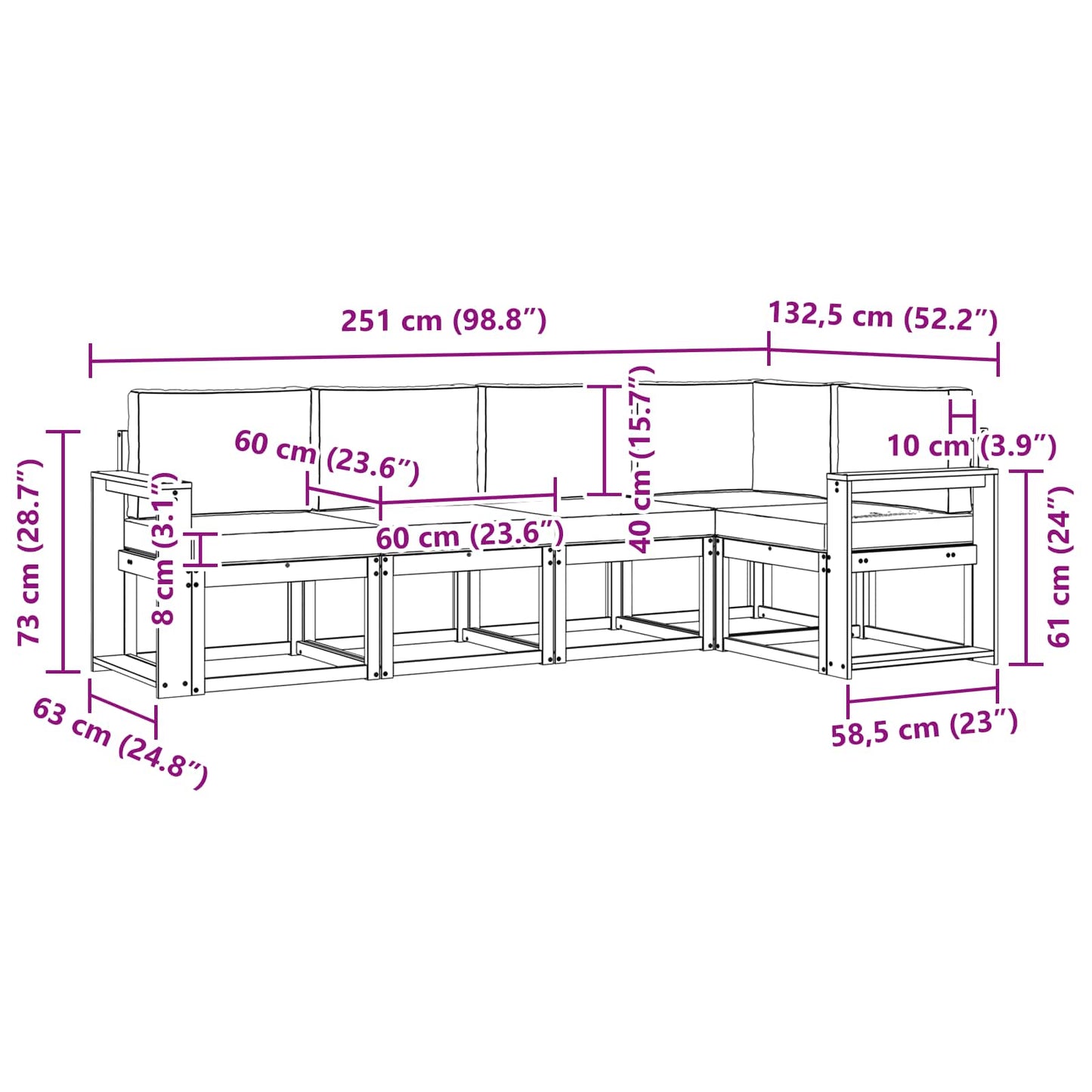 Buiten bankenset met kussen 5 pcs Wit en Beige is nu te koop bij PeponiXL, paradijselijk wonen!