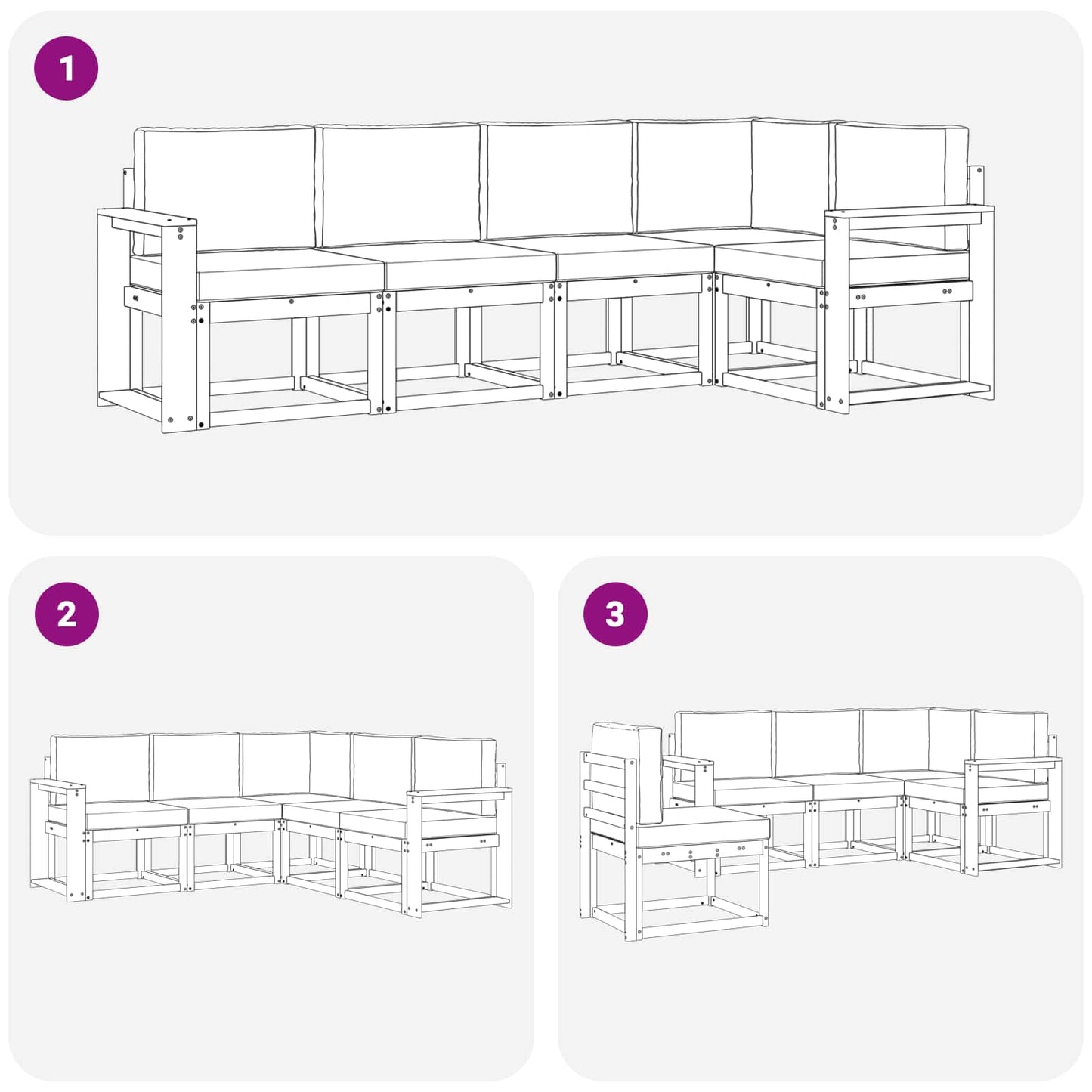 Buiten bankenset met kussen 5 pcs Wit en Beige is nu te koop bij PeponiXL, paradijselijk wonen!