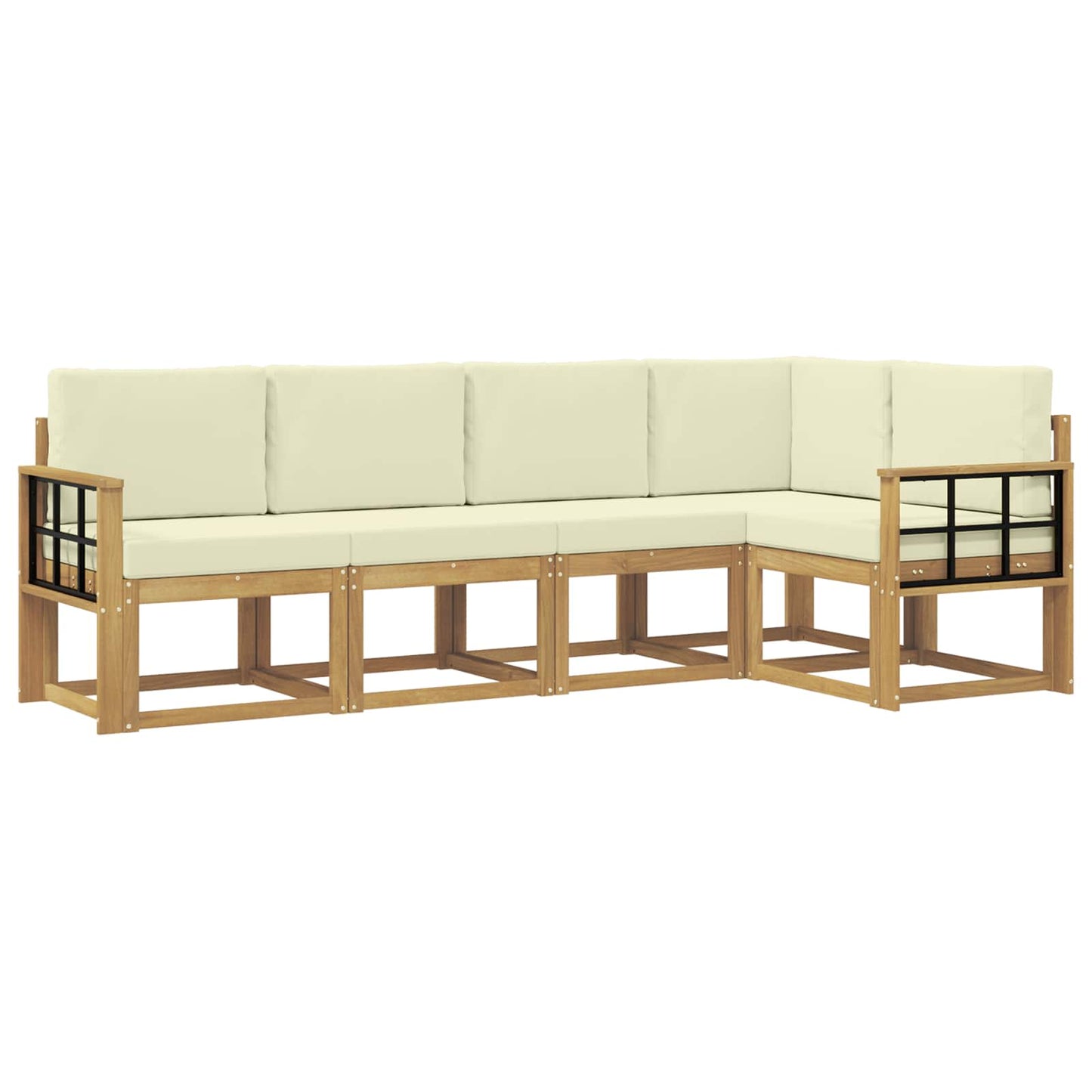 Buiten bankenset met kussen 5 pcs Wit en crèmekleurig is nu te koop bij PeponiXL, paradijselijk wonen!