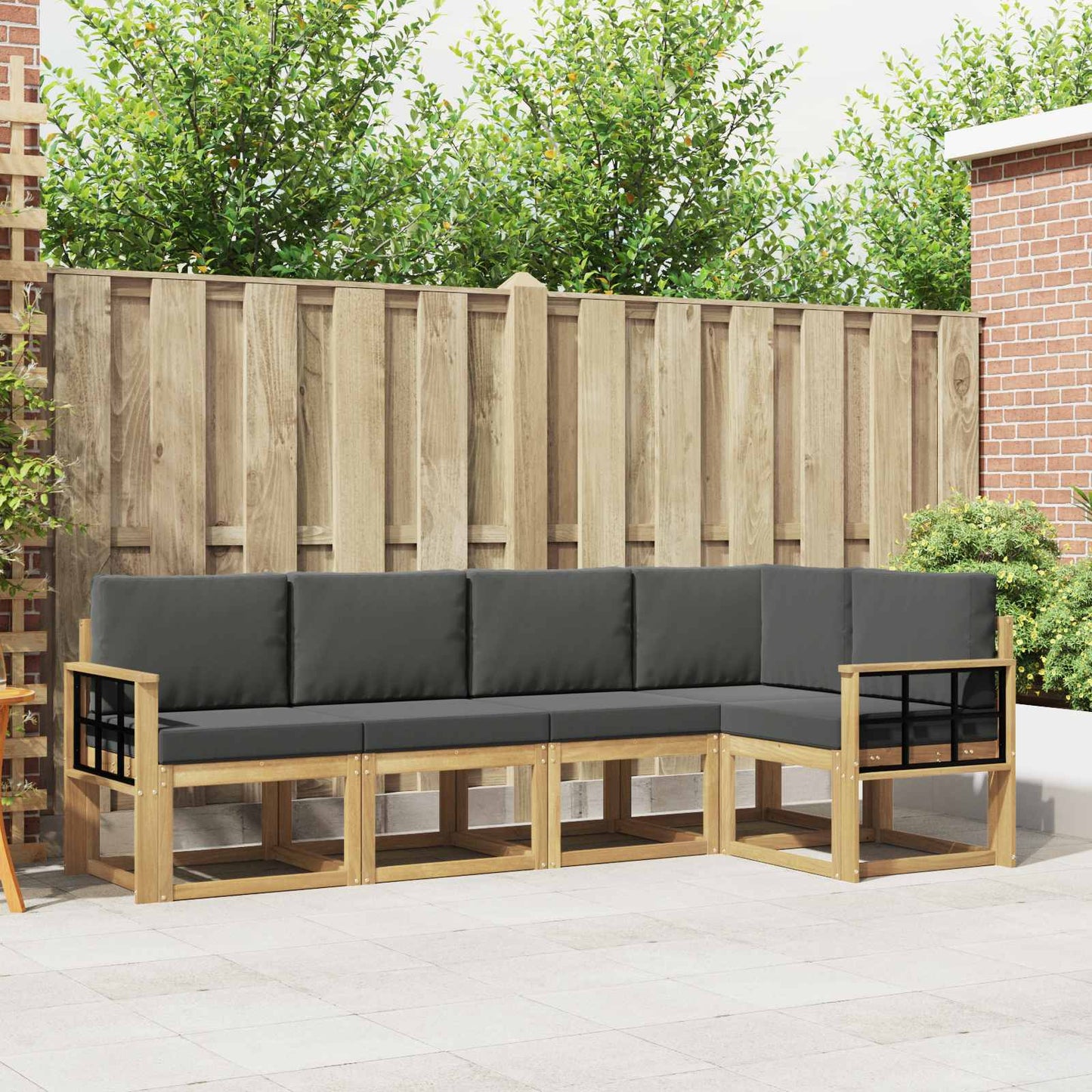 Buiten bankenset met kussen 5 pcs Wit en antracietkleurig is nu te koop bij PeponiXL, paradijselijk wonen!