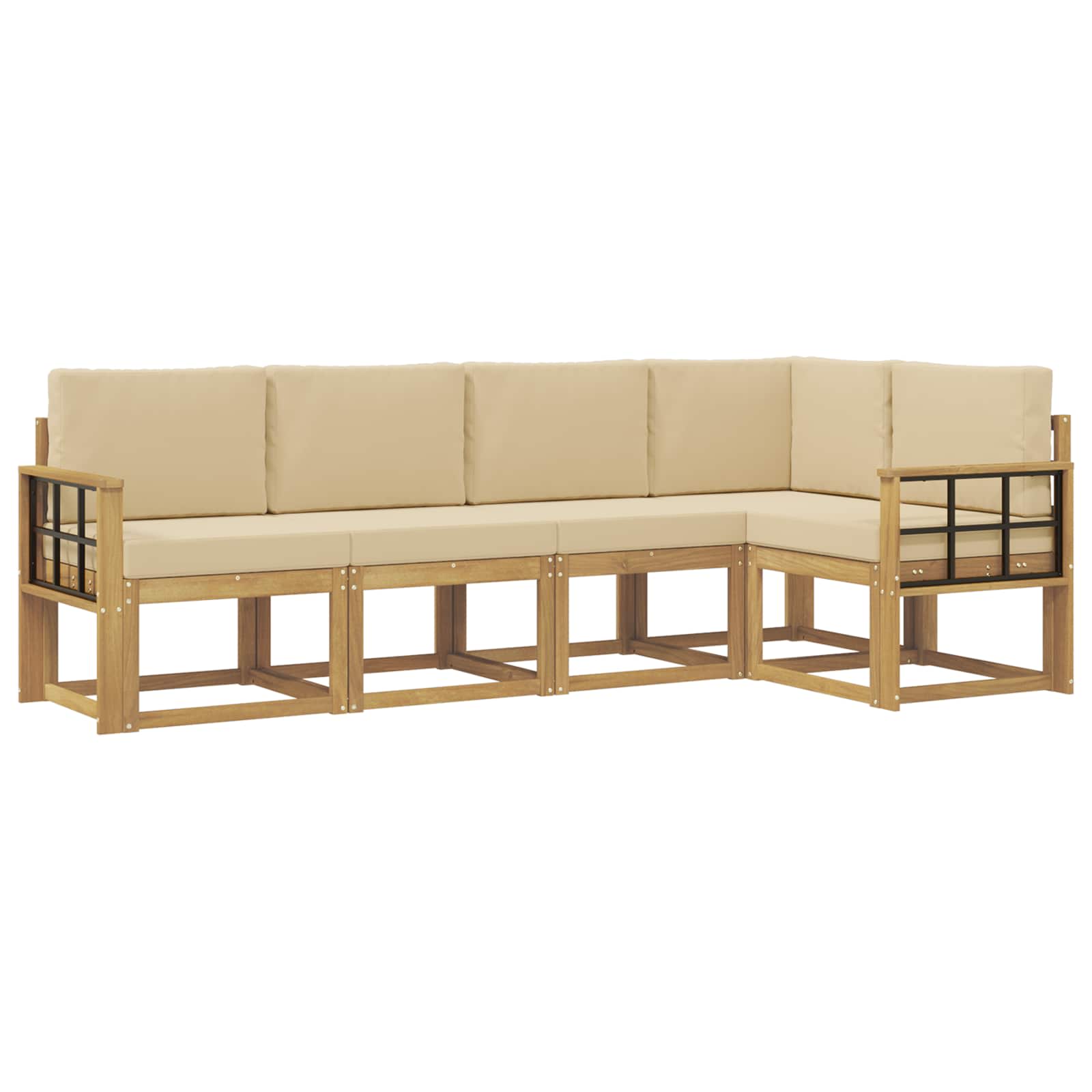 Buiten bankenset met kussen 5 pcs Wit en Beige is nu te koop bij PeponiXL, paradijselijk wonen!