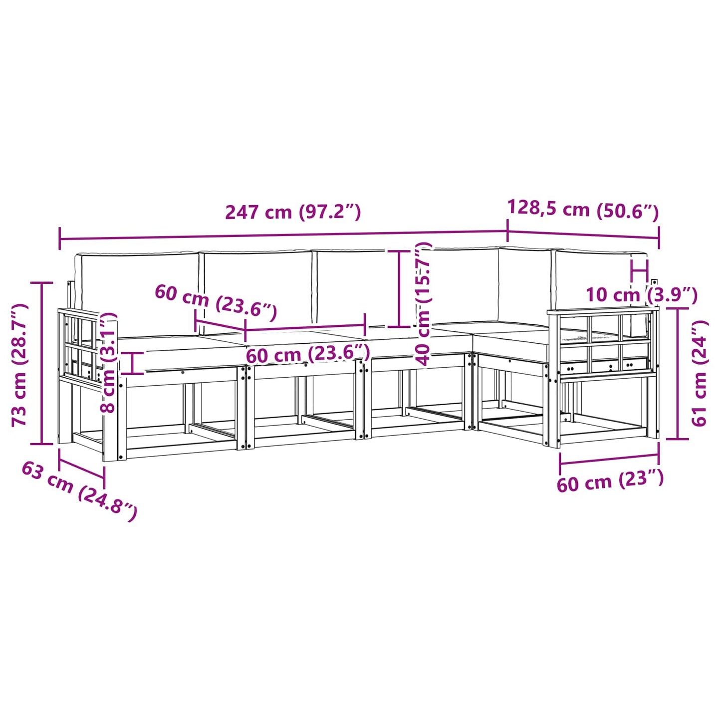 Buiten bankenset met kussen 5 pcs Wit en Beige is nu te koop bij PeponiXL, paradijselijk wonen!